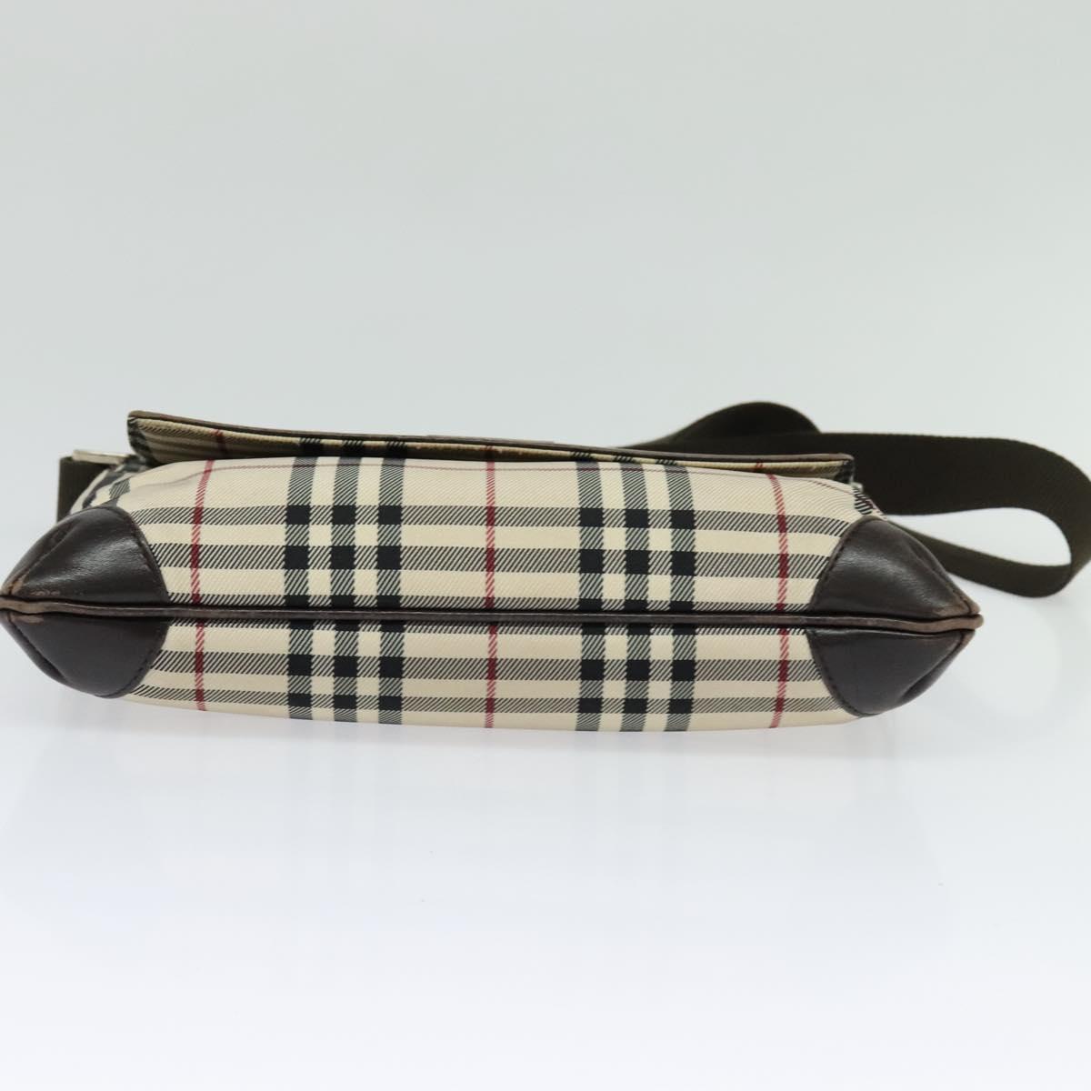 BURBERRY Nova Check Shoulder Bag Canvas Beige Silver Auth 131533