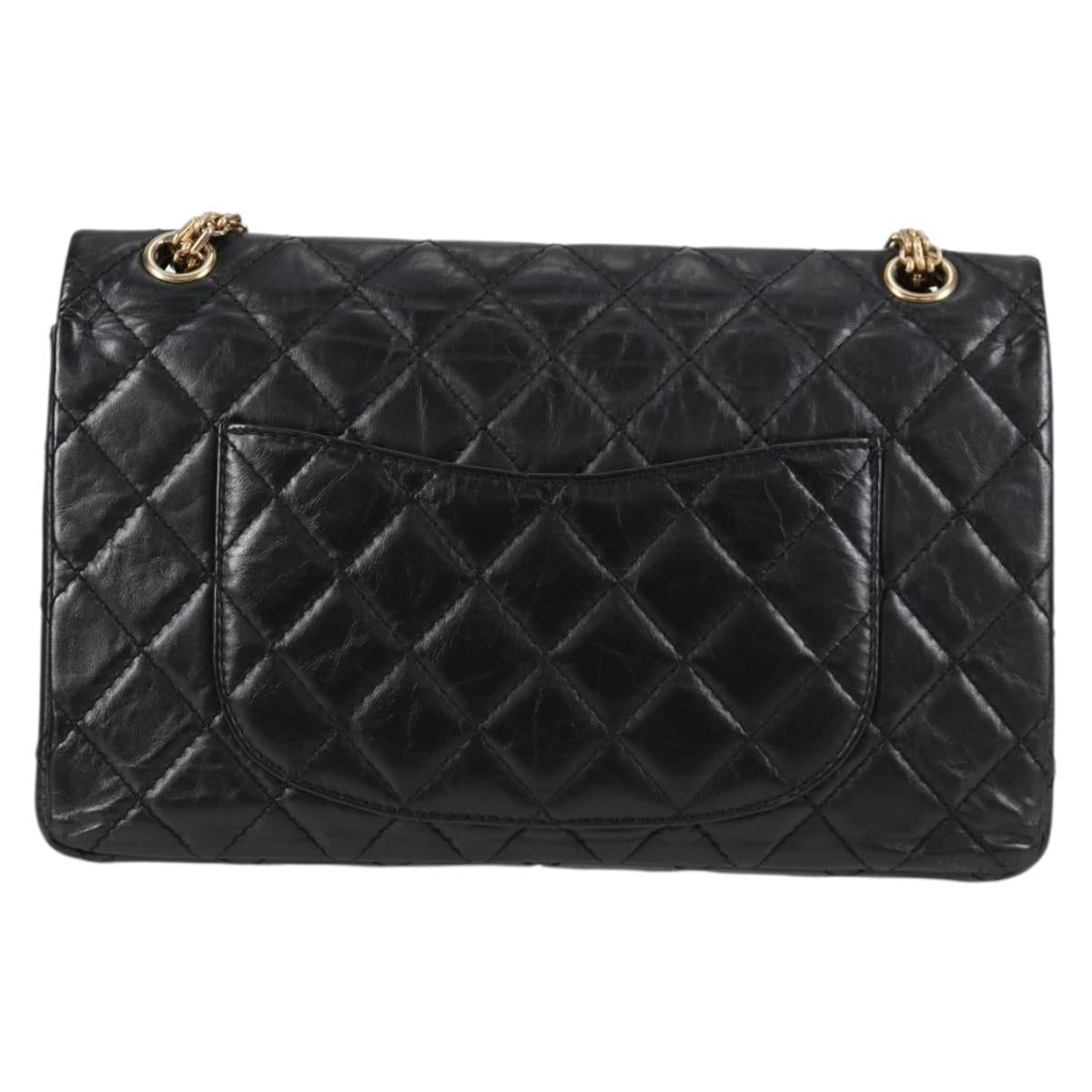 CHANEL Matelasse Chain Shoulder Bag Calf Skin Black CC Auth 131547M