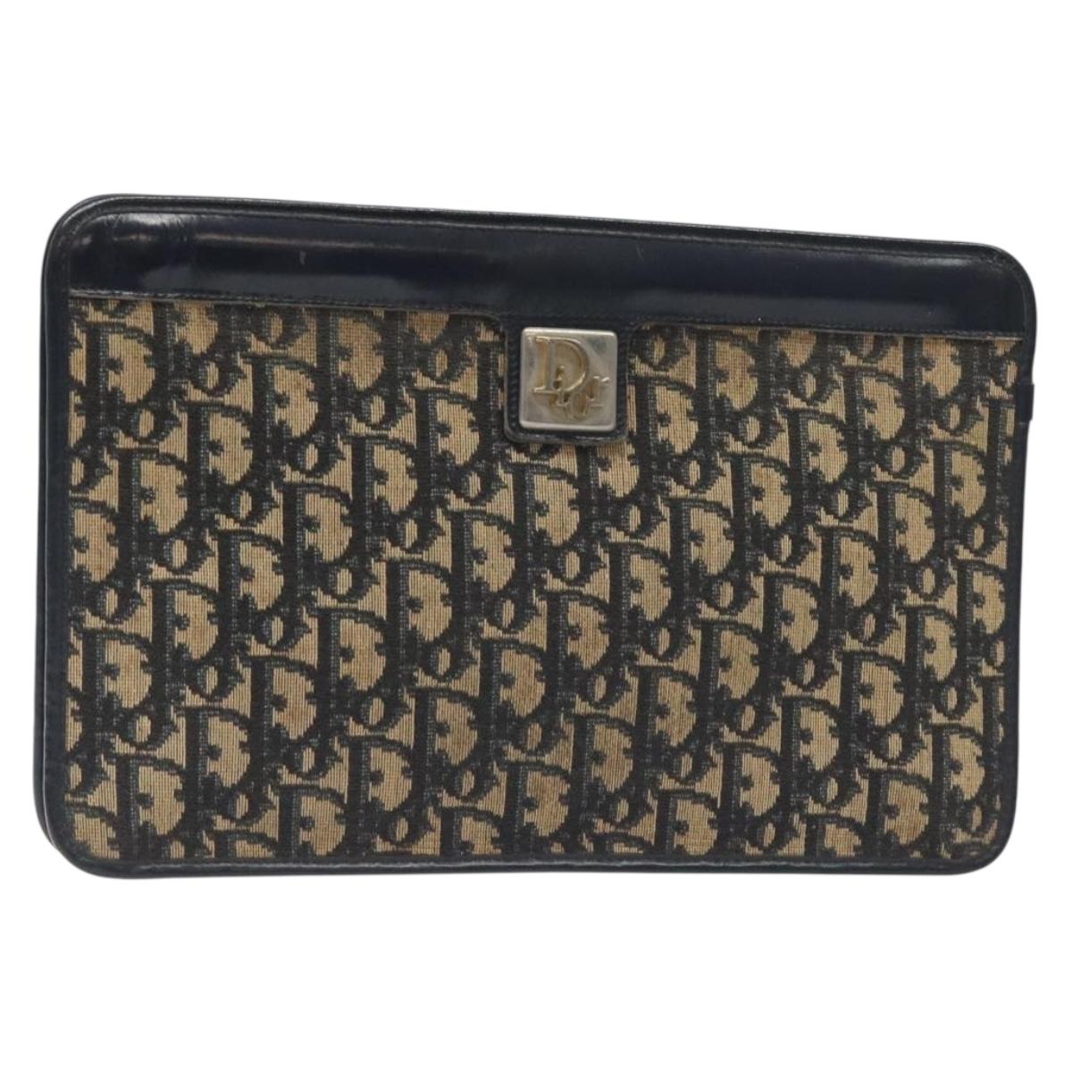 Christian Dior Trotter Canvas Clutch Bag Navy Auth 131558