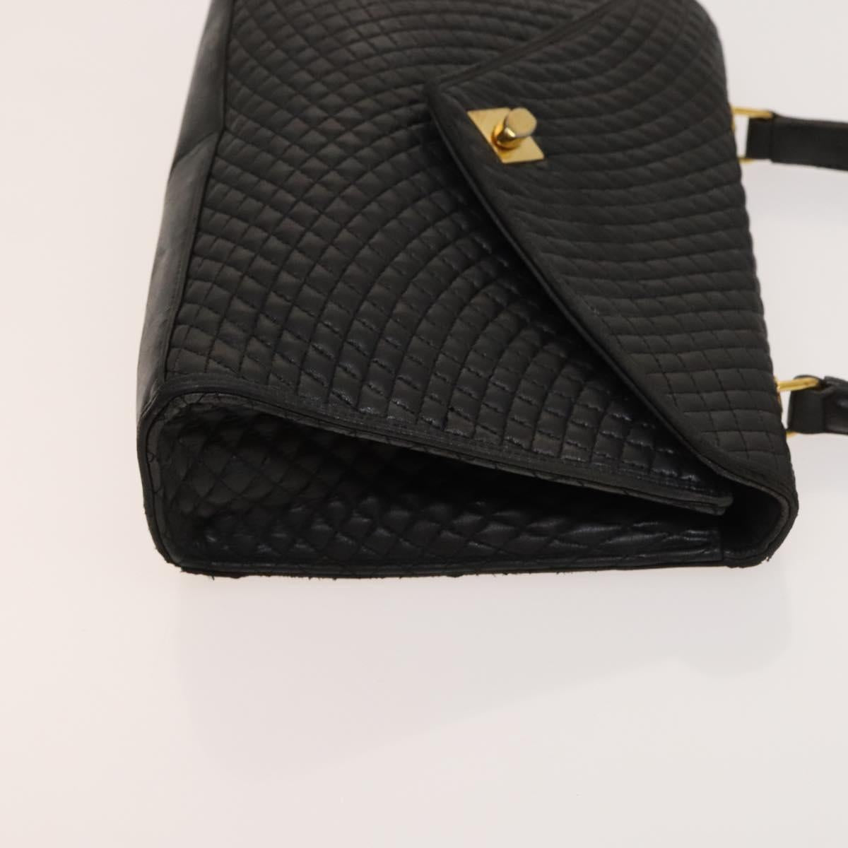 BALLY Hand Bag Leather PVC 2Set Black Brown gold Auth 131567