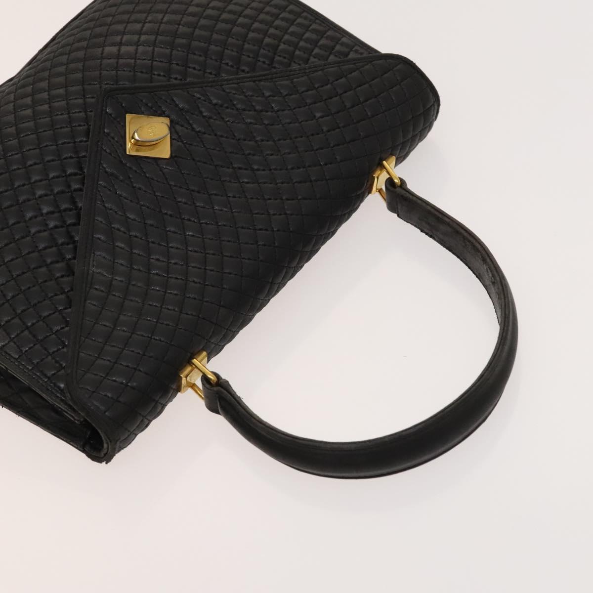 BALLY Hand Bag Leather PVC 2Set Black Brown gold Auth 131567