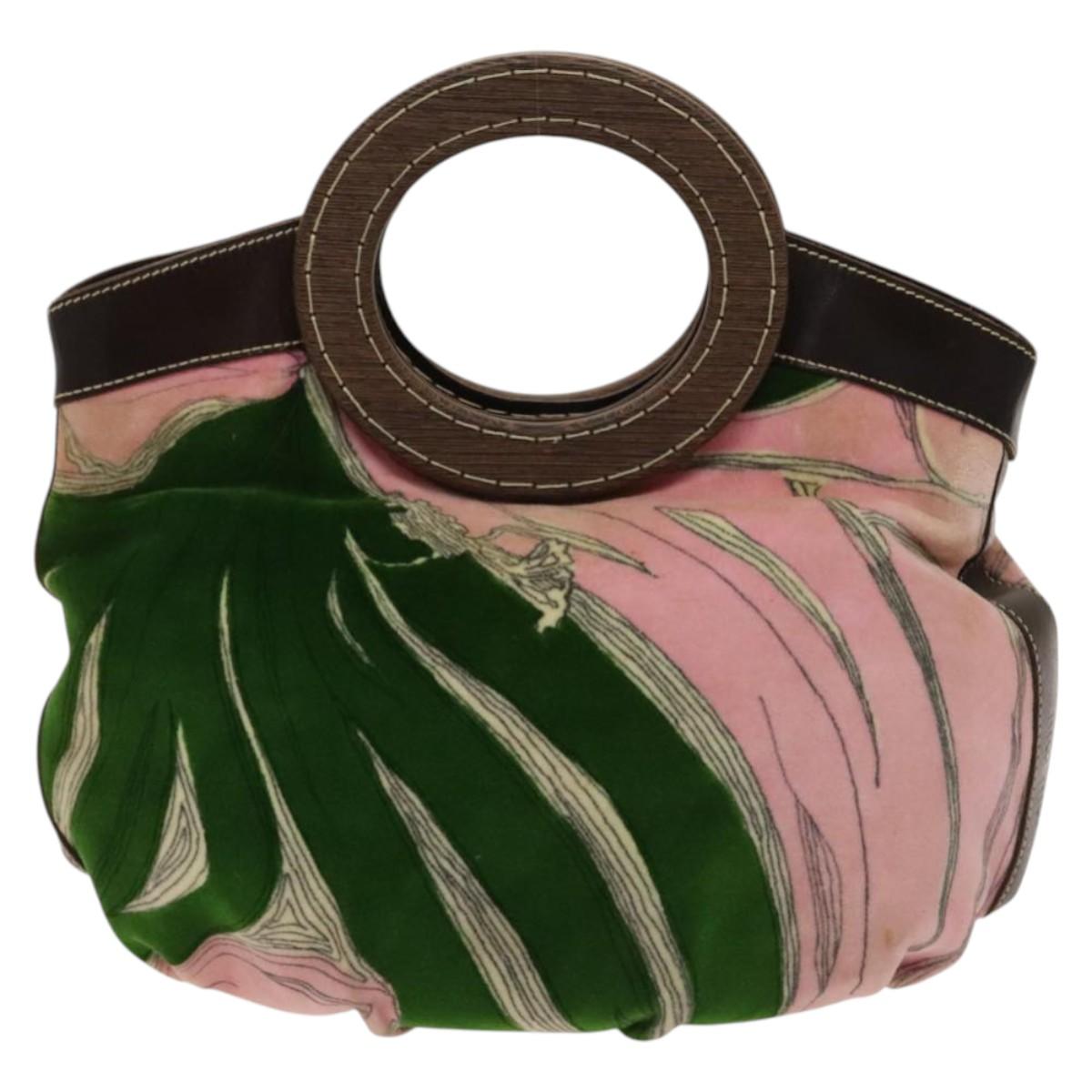 Miu Miu Hand Bag Velor 2way Pink Silver Auth 131588