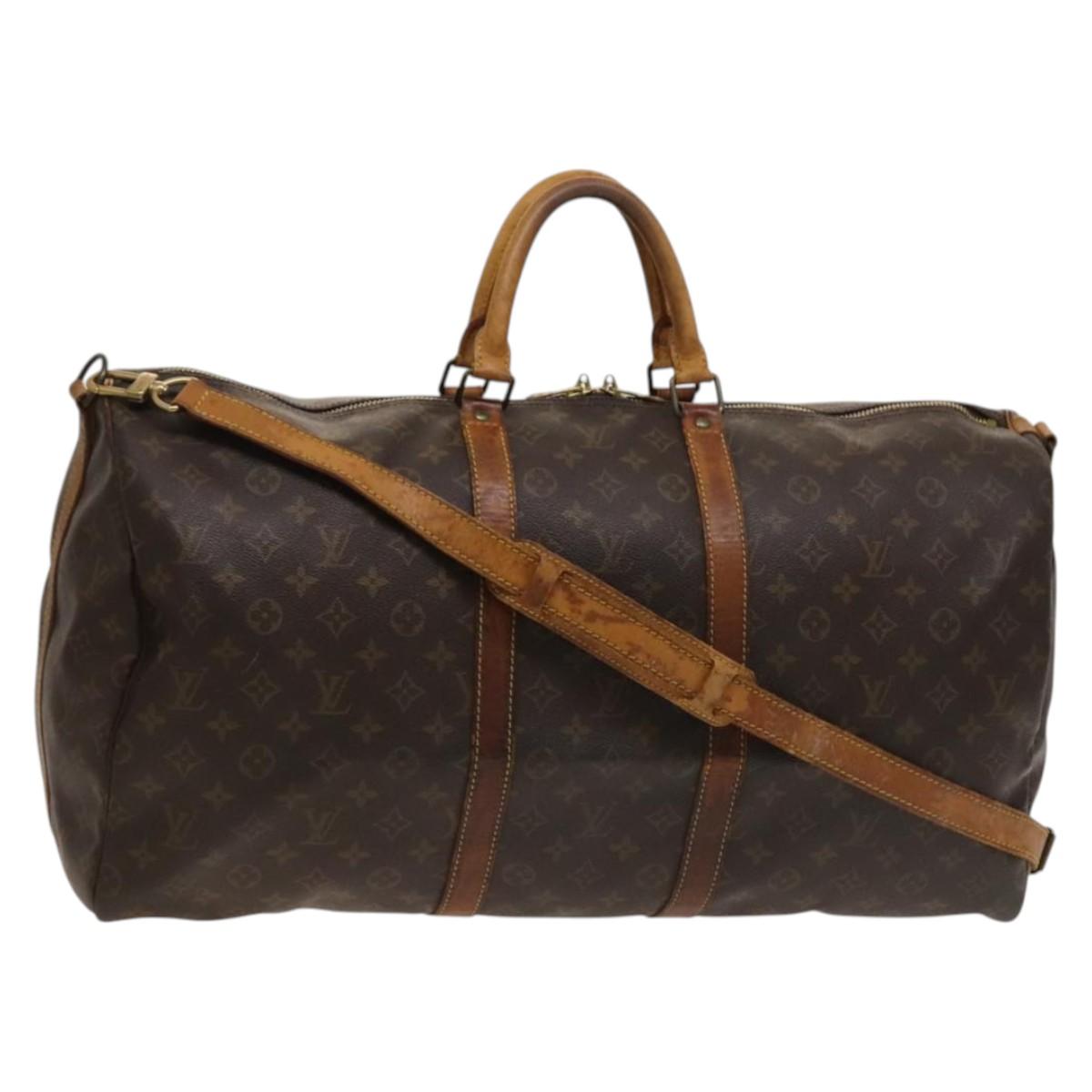 LOUIS VUITTON Monogram Keepall Bandouliere 55 Boston Bag M41414 LV Auth 131601