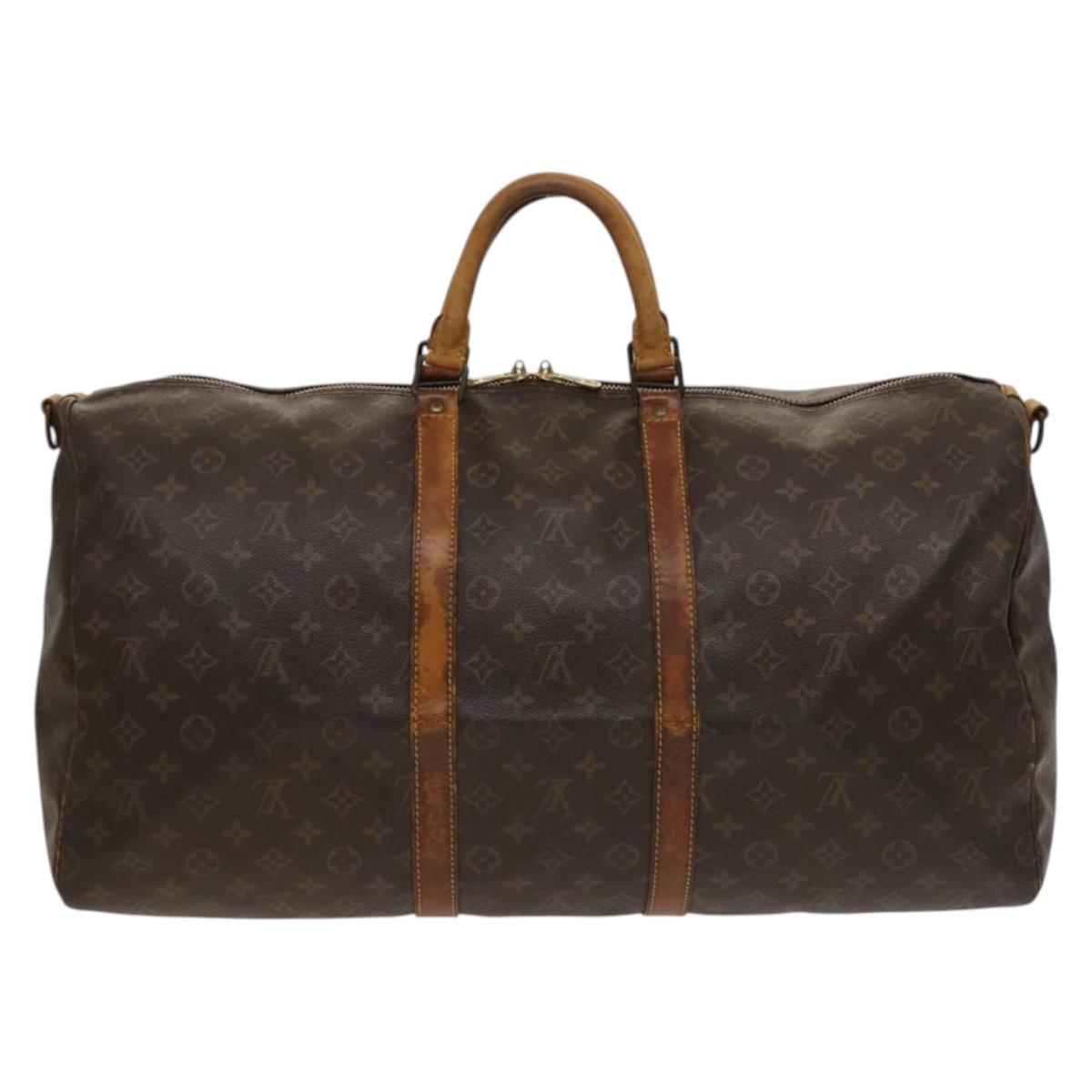 LOUIS VUITTON Monogram Keepall Bandouliere 55 Boston Bag M41414 LV Auth 131601