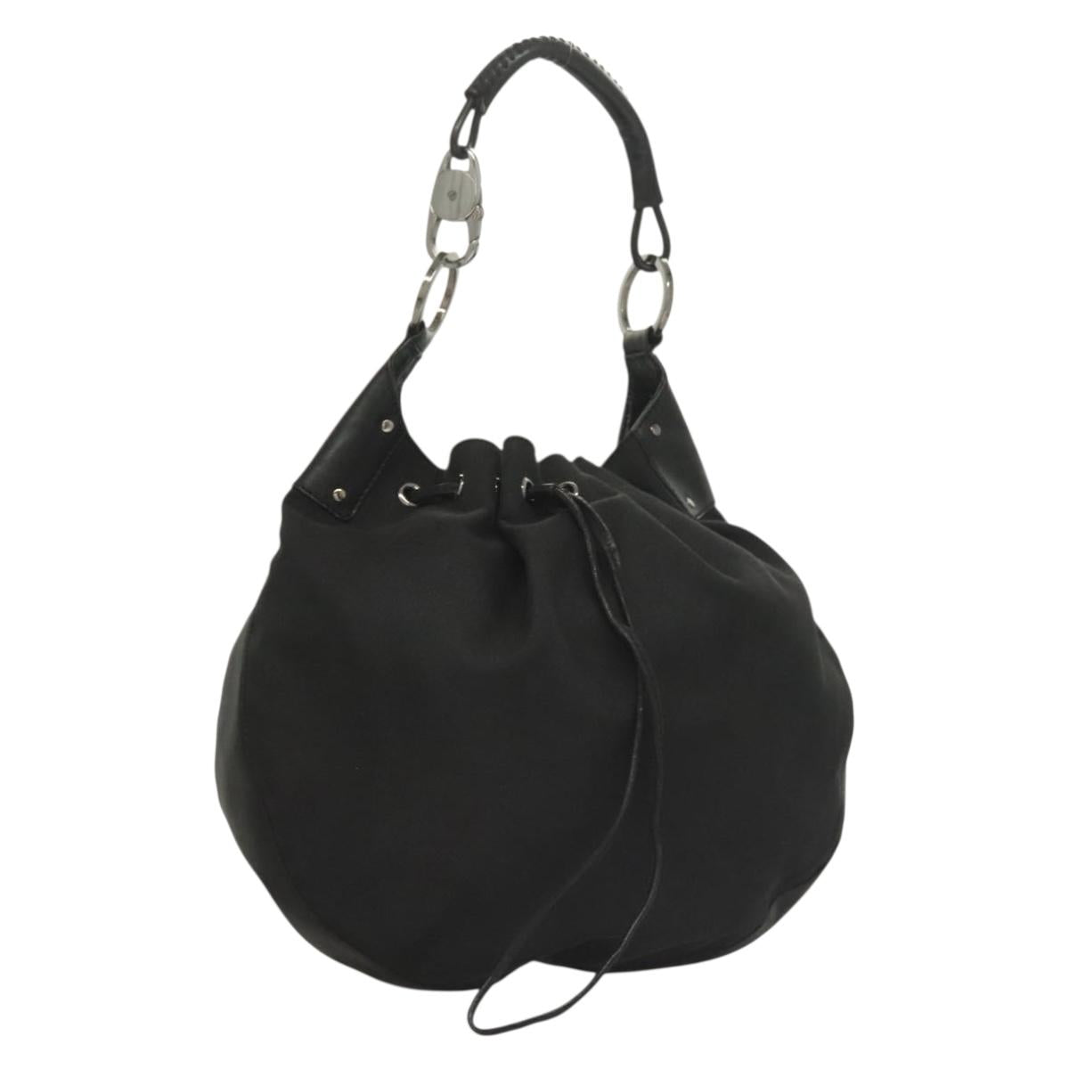 GUCCI Shoulder Bag Canvas Black Silver 109210 Auth 131629