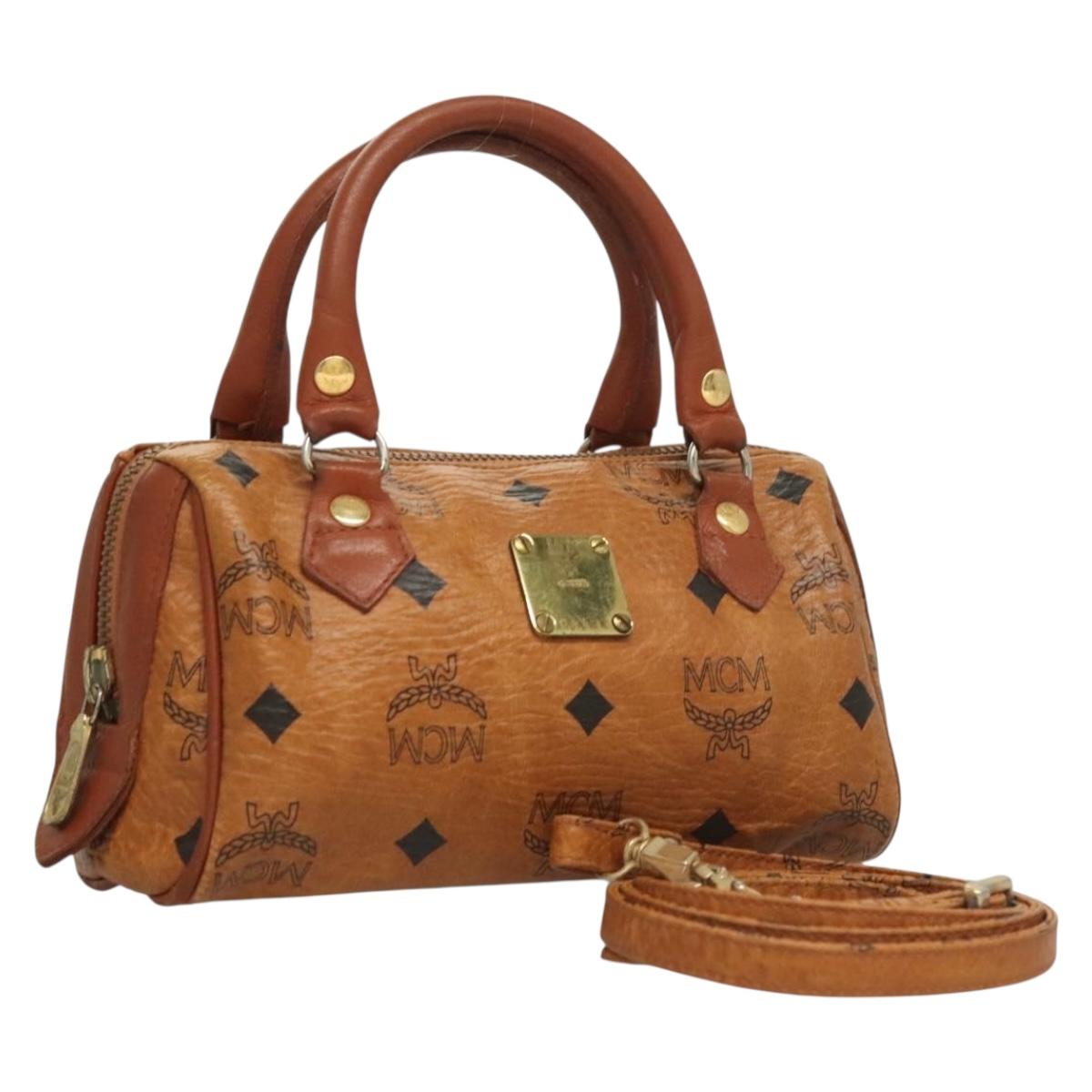 MCM Logogram Vicetos Hand Bag PVC Leather 2way Brown Gold Auth 131638