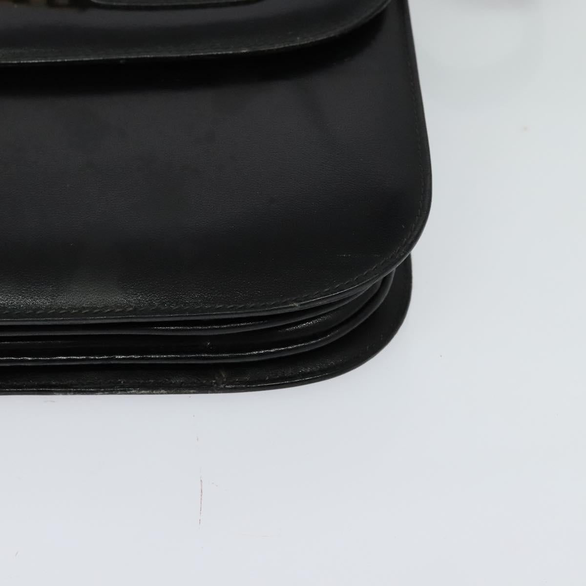 CELINE Shoulder Bag Leather Black Gold Auth 131641