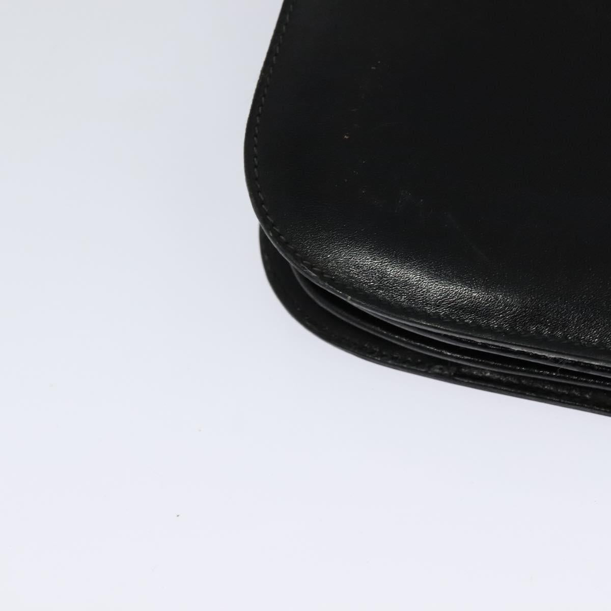 CELINE Shoulder Bag Leather Black Gold Auth 131641