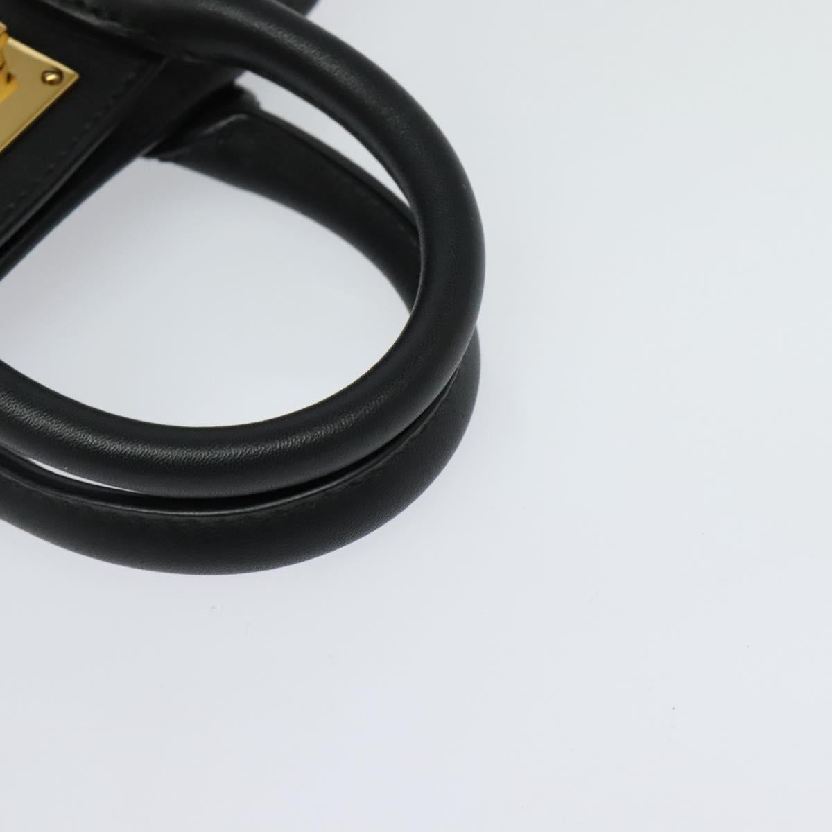 Salvatore Ferragamo Gancini Hand Bag Leather 2way Black Gold Auth 131643V