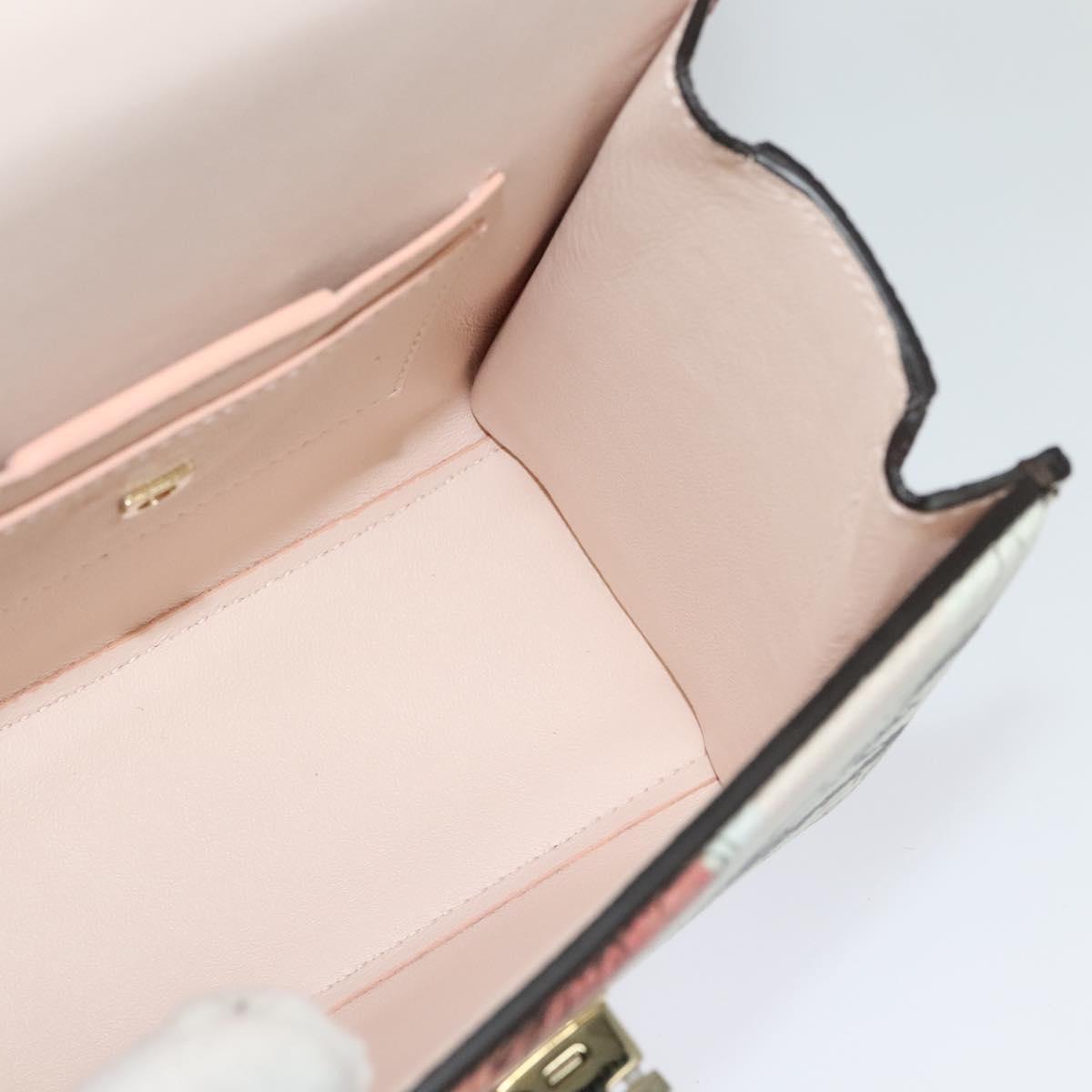 Salvatore Ferragamo Gancini Chain Hand Bag Leather 2way Pink Gold Auth 131645SM