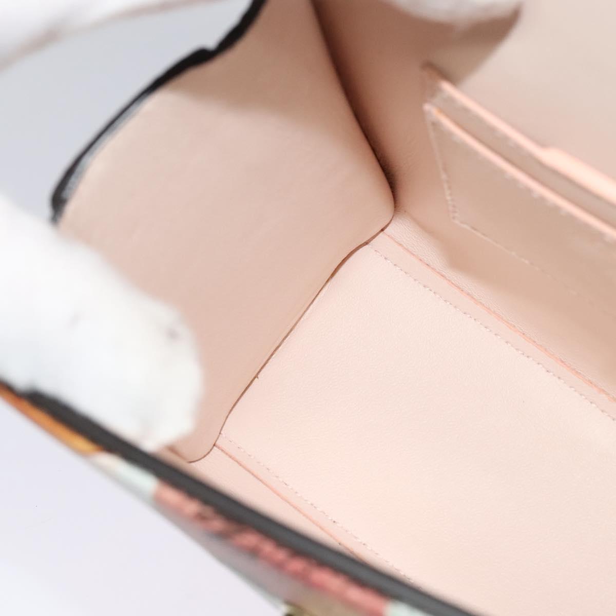 Salvatore Ferragamo Gancini Chain Hand Bag Leather 2way Pink Gold Auth 131645SM