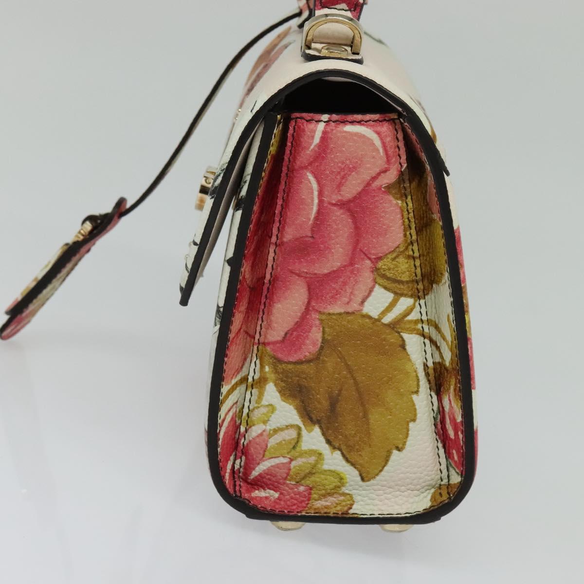 Salvatore Ferragamo Gancini Chain Hand Bag Leather 2way Pink Gold Auth 131645SM