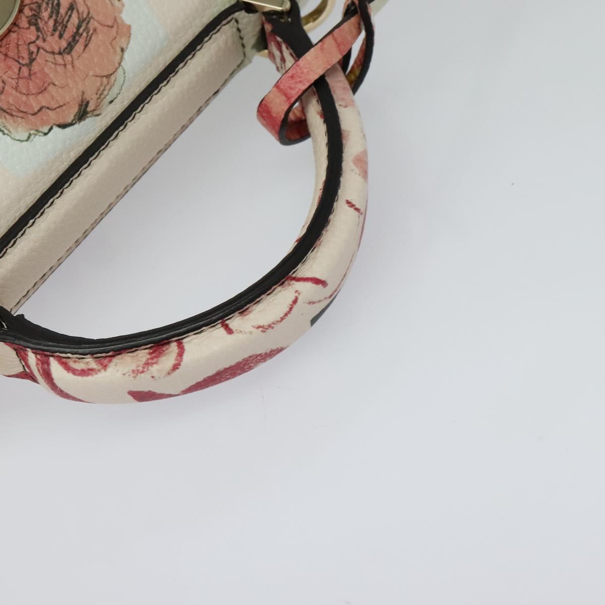 Salvatore Ferragamo Gancini Chain Hand Bag Leather 2way Pink Gold Auth 131645SM