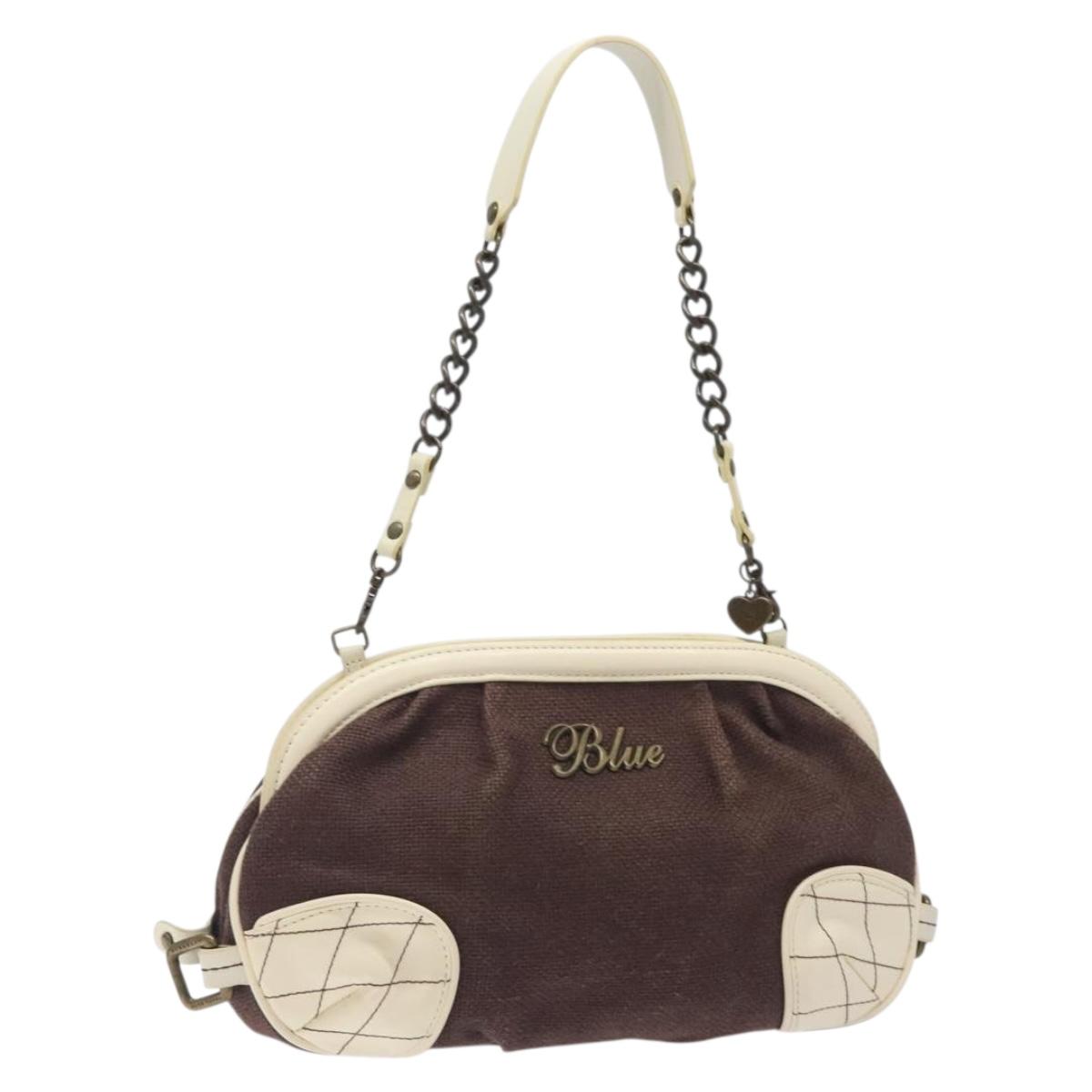 BURBERRY Blue Label Chain Shoulder Bag Canvas Brown Auth 131646
