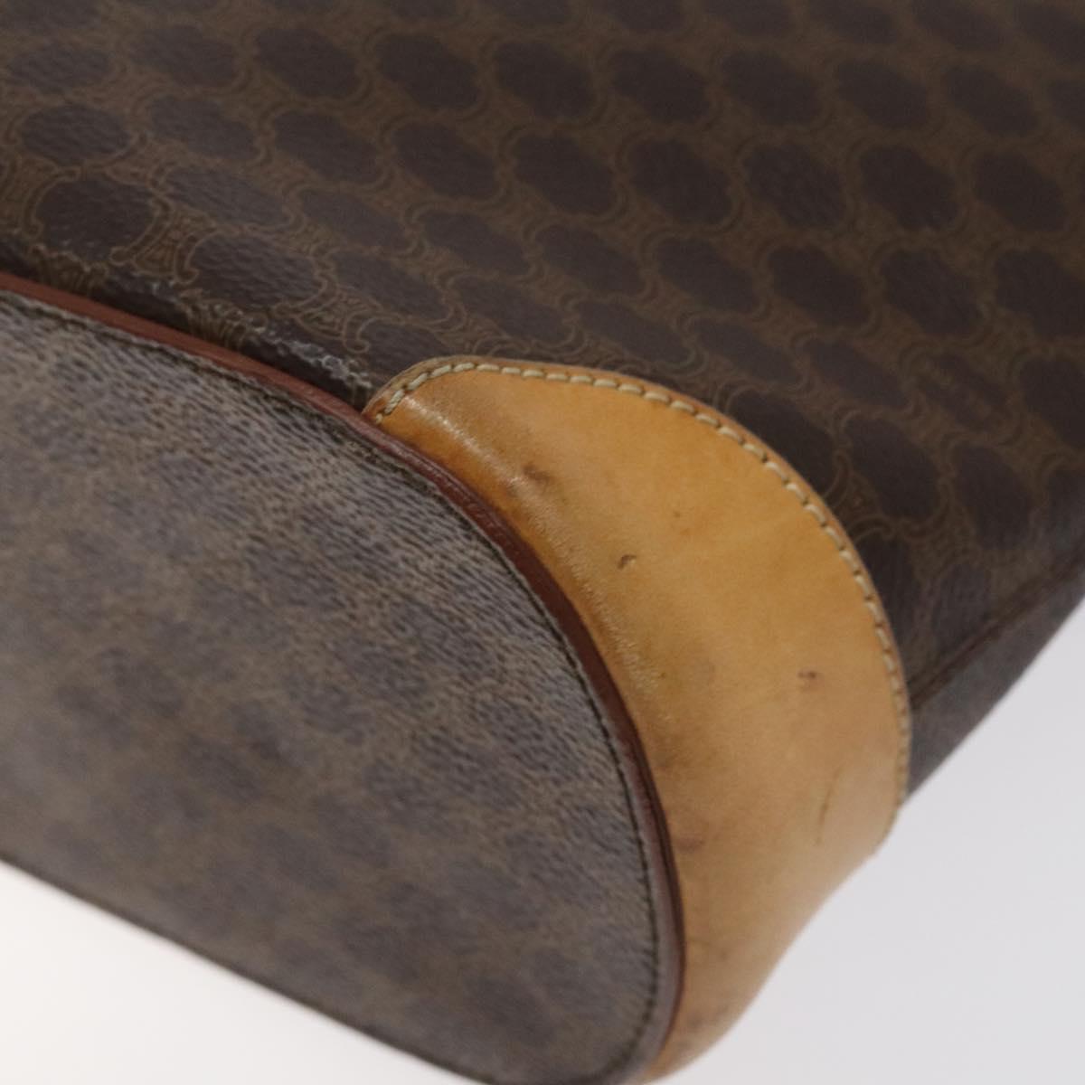 CELINE Macadam Canvas Tote Bag PVC Leather Brown Gold Auth 131657