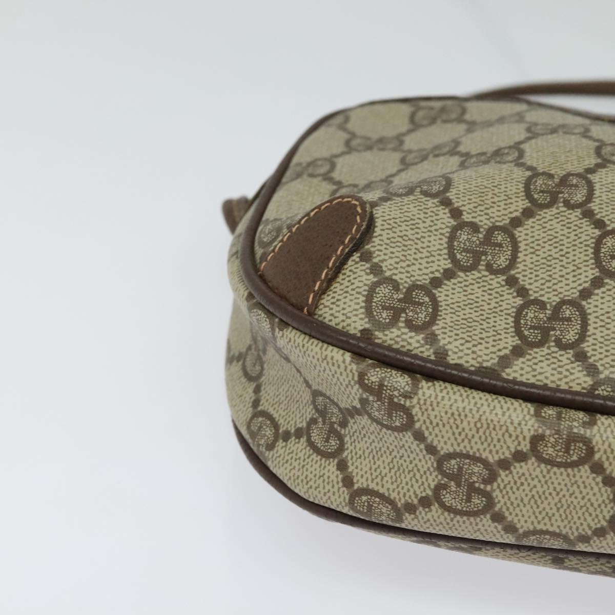 GUCCI GG Supreme Web Sherry Line Bag PVC Beige Gold 156 02 066 Auth 131723