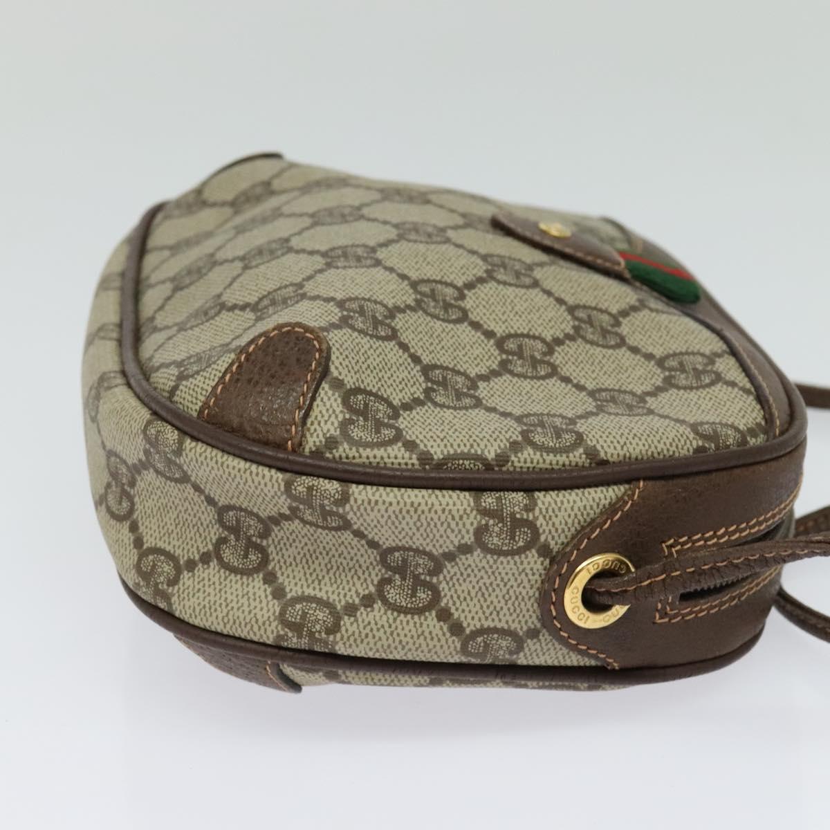 GUCCI GG Supreme Web Sherry Line Bag PVC Beige Gold 156 02 066 Auth 131723