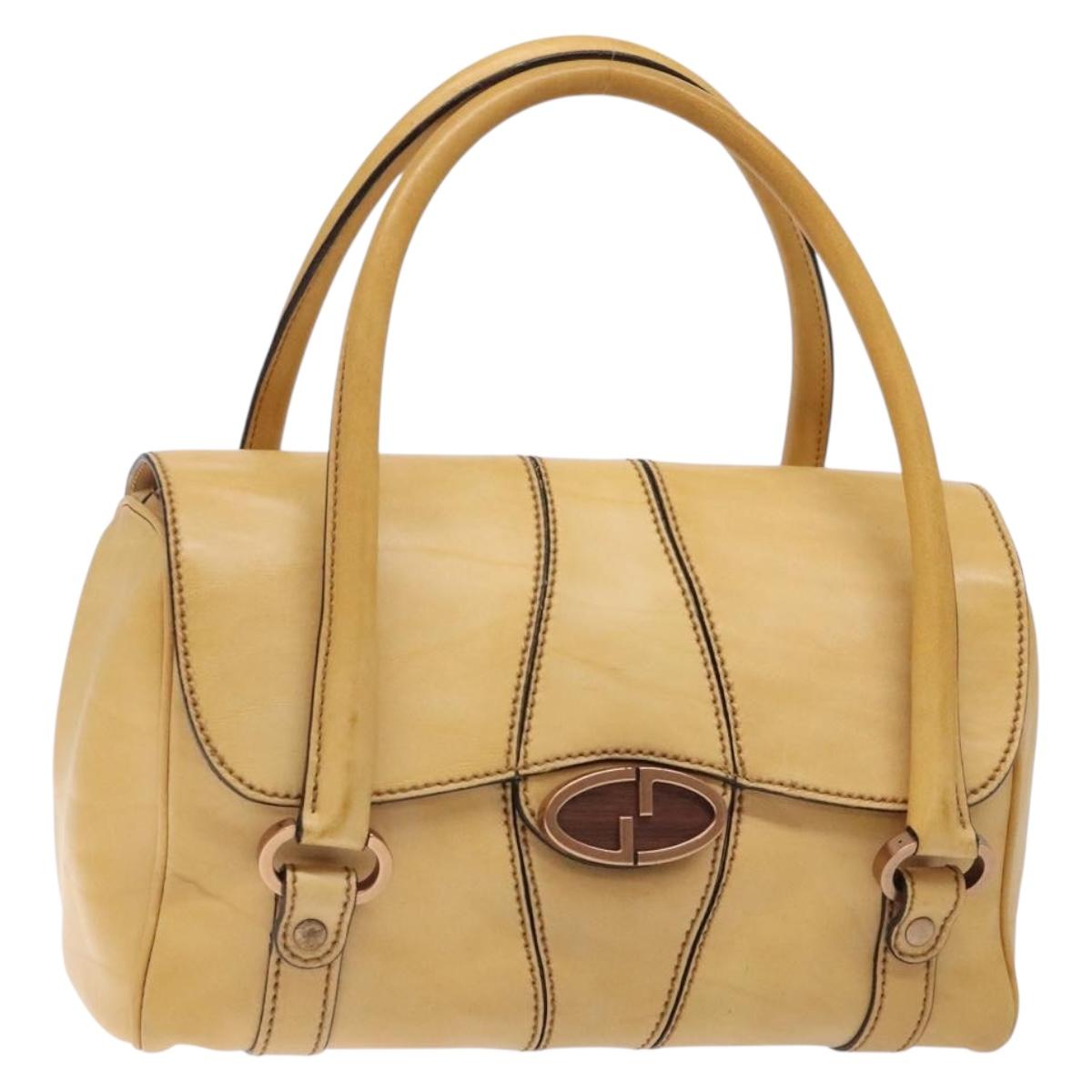 GUCCI Hand Bag Leather Beige 124245 Auth 131725