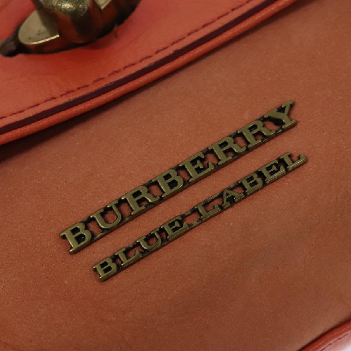 BURBERRY Blue Label Hand Bag Leather 2way Orange Auth 131728