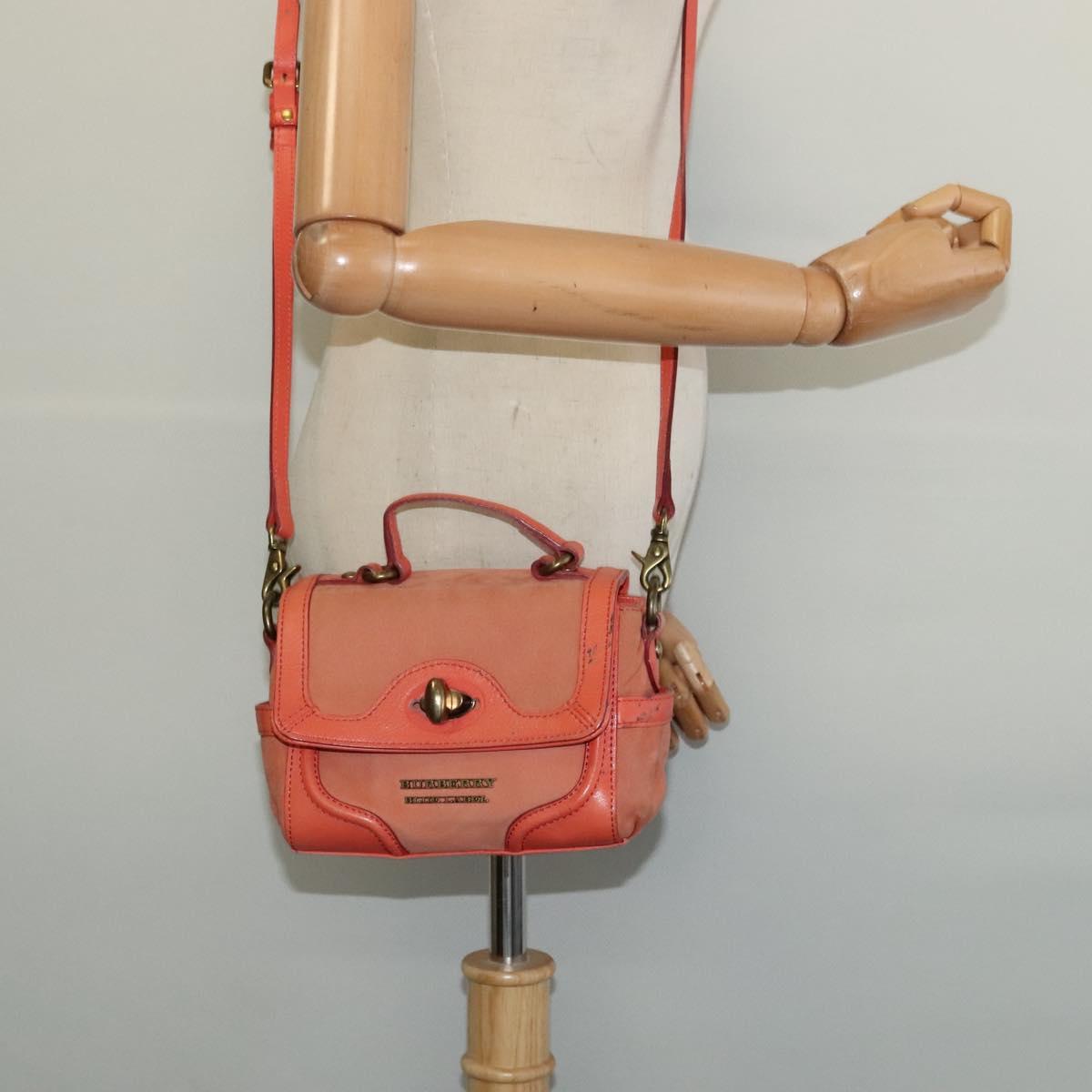 BURBERRY Blue Label Hand Bag Leather 2way Orange Auth 131728