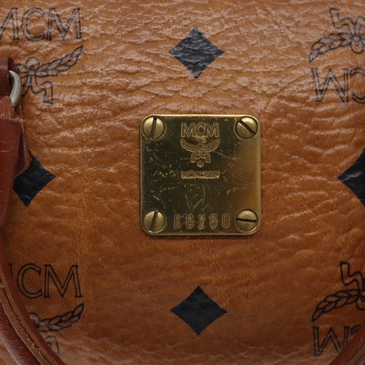 MCM Logogram Vicetos Hand Bag PVC Leather Brown Gold Auth 131735