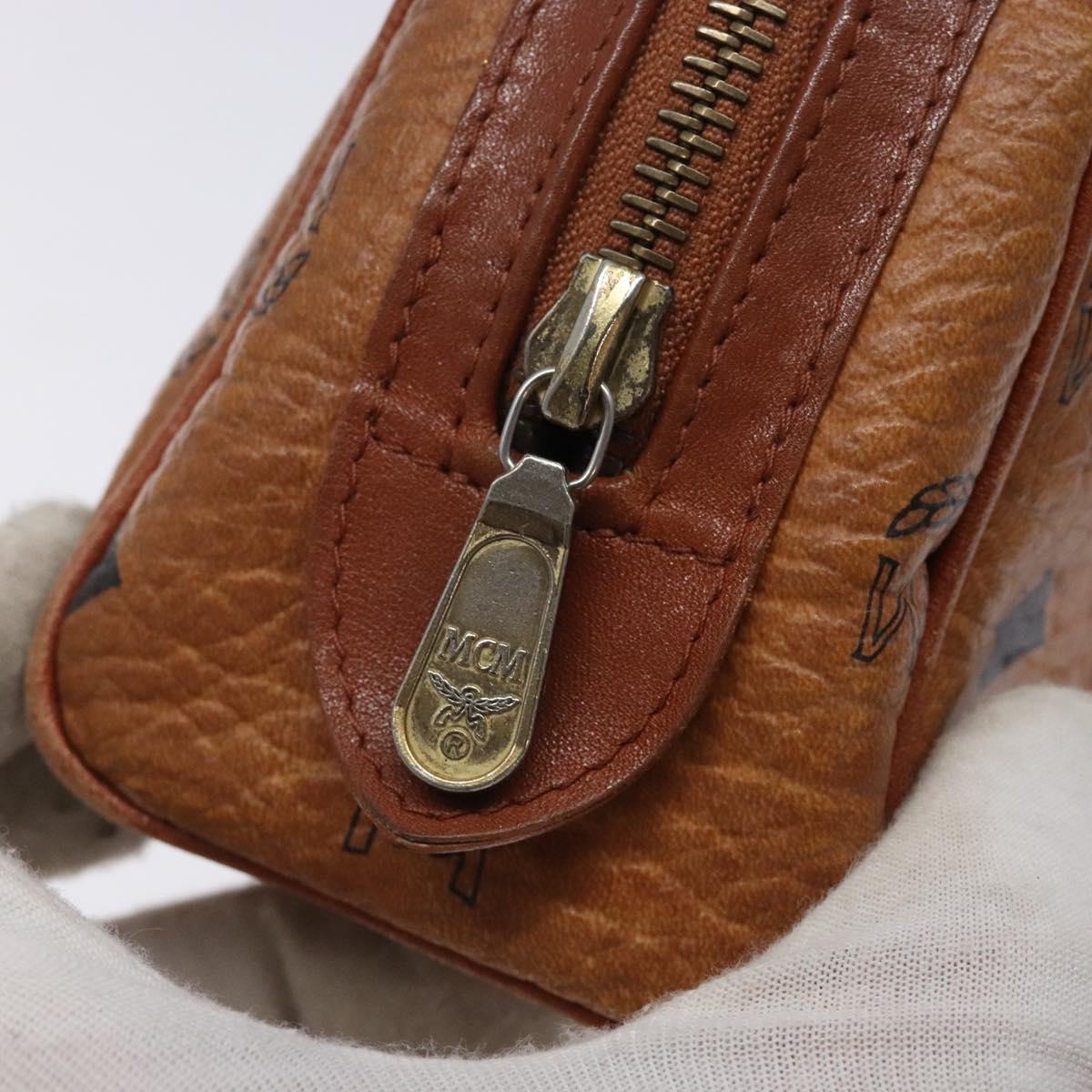 MCM Logogram Vicetos Hand Bag PVC Leather Brown Gold Auth 131735