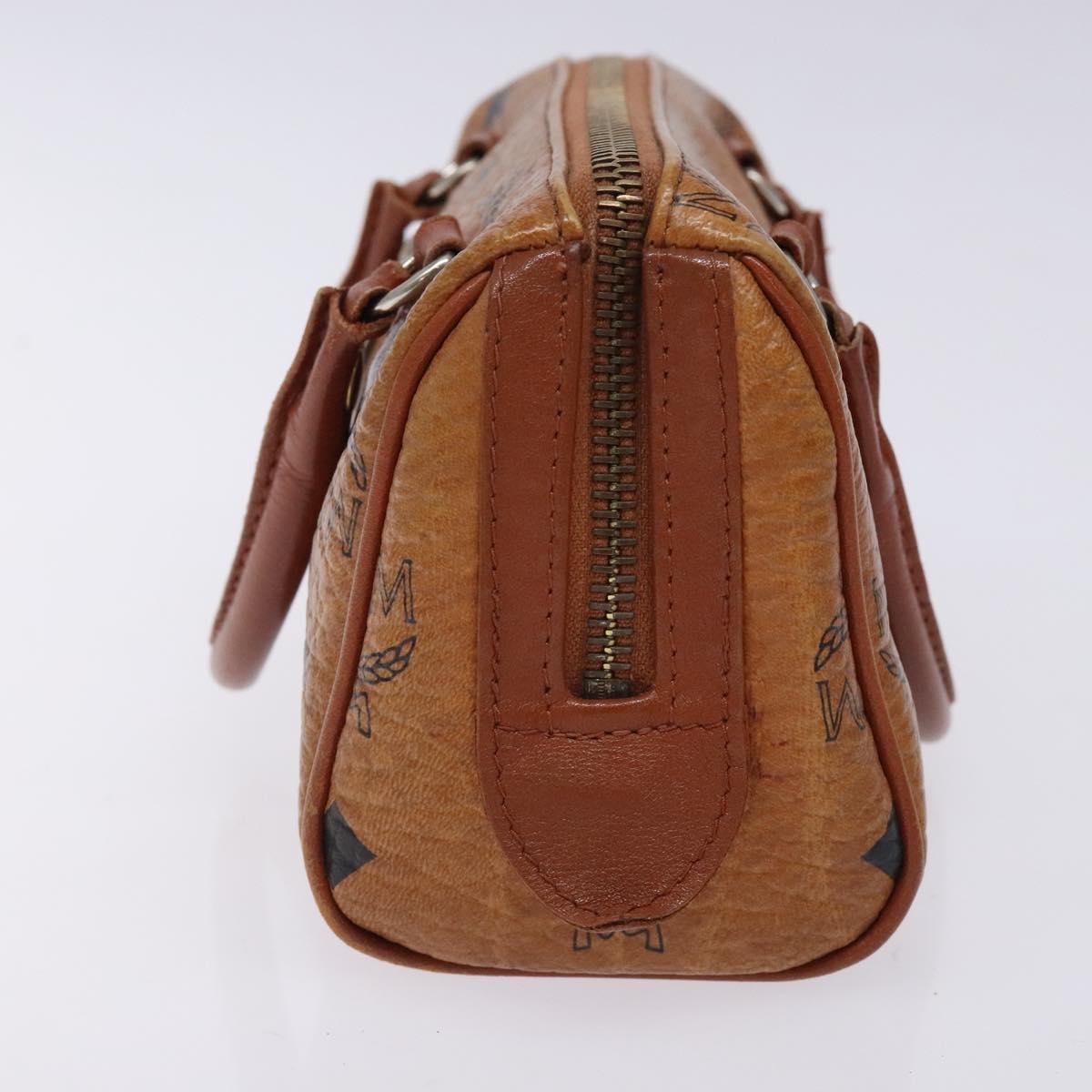 MCM Logogram Vicetos Hand Bag PVC Leather Brown Gold Auth 131735