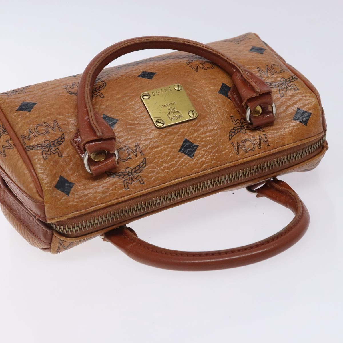 MCM Logogram Vicetos Hand Bag PVC Leather Brown Gold Auth 131735