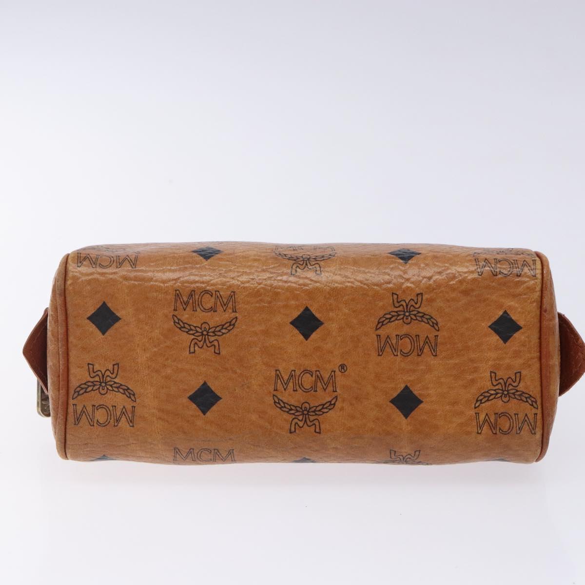 MCM Logogram Vicetos Hand Bag PVC Leather Brown Gold Auth 131735