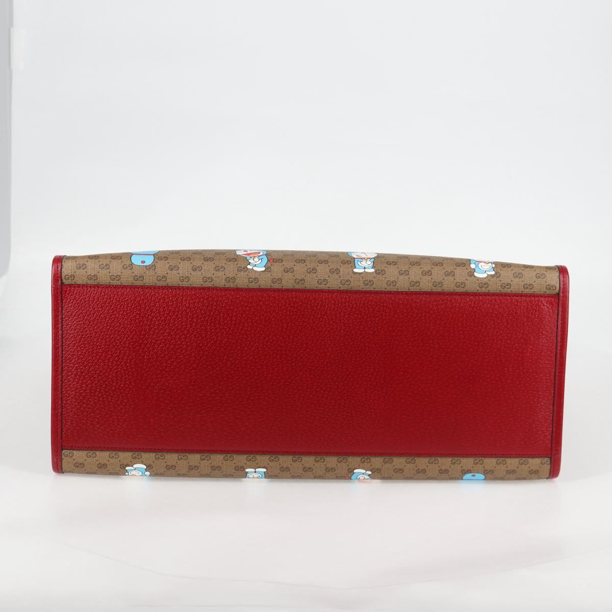 GUCCI Micro GG Supreme Doraemon Hand Bag PVC 2way Brown Gold 653952 Auth 131782A