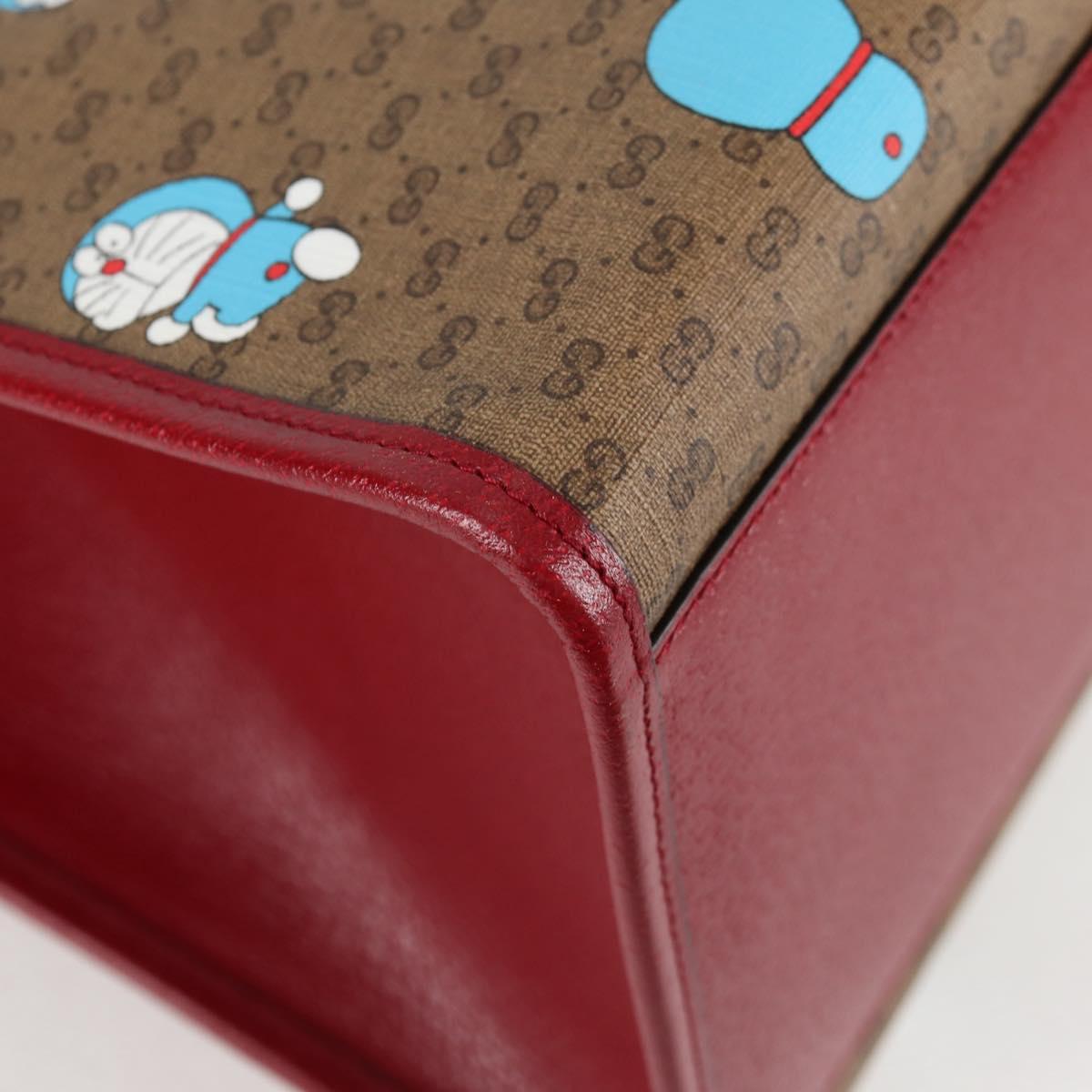 GUCCI Micro GG Supreme Doraemon Hand Bag PVC 2way Brown Gold 653952 Auth 131782A