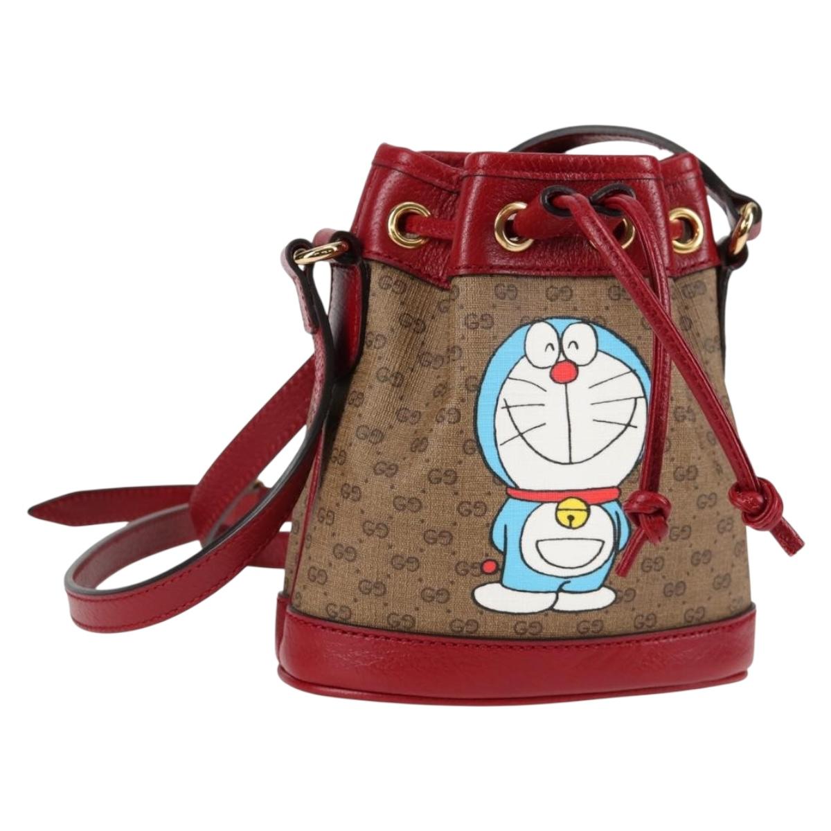 GUCCI Micro GG Supreme Doraemon Collaboration Bag PVC Beige 647801 Auth 131783SM
