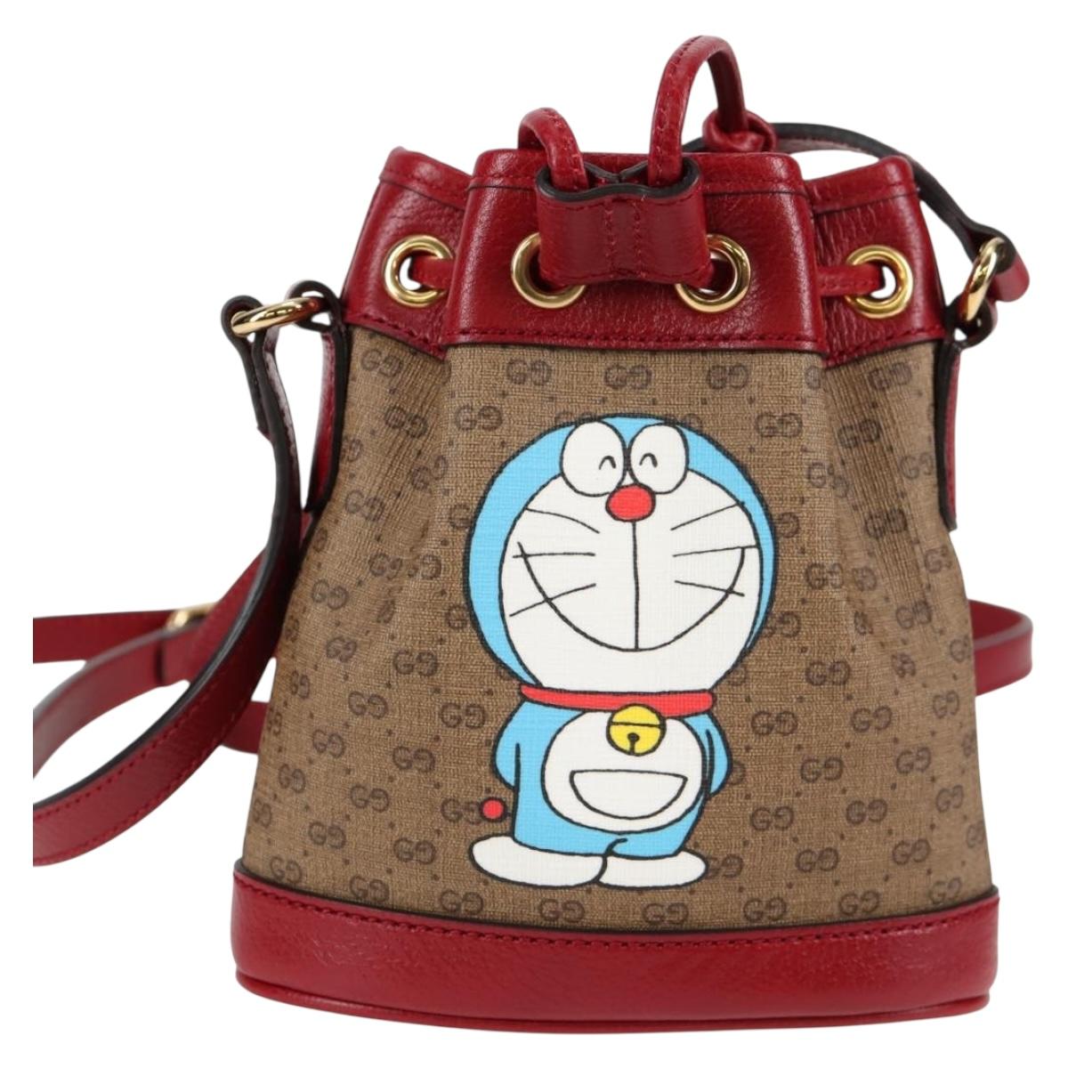 GUCCI Micro GG Supreme Doraemon Collaboration Bag PVC Beige 647801 Auth 131783SM