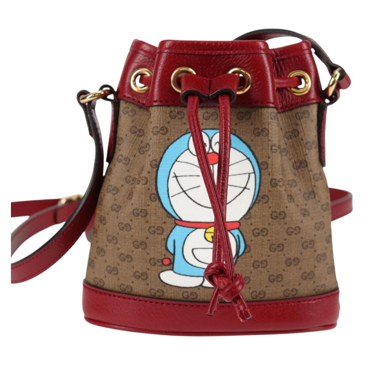 GUCCI Micro GG Supreme Doraemon Collaboration Bag PVC Beige 647801 Auth 131783SM