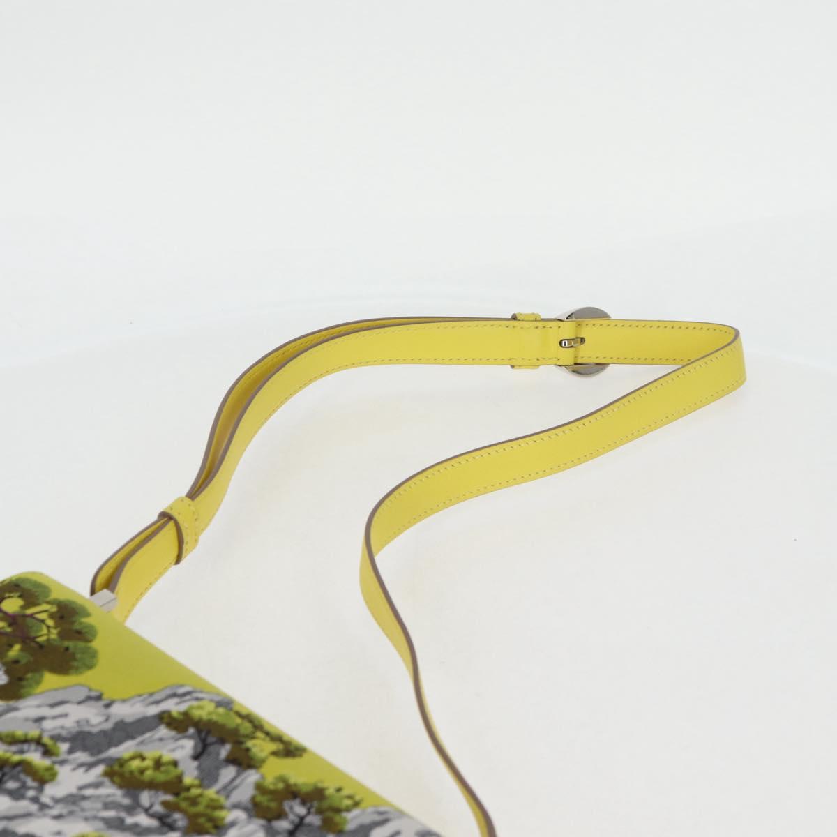 HERMES Shoulder Bag Satin Yellow Silver Auth 131787SM