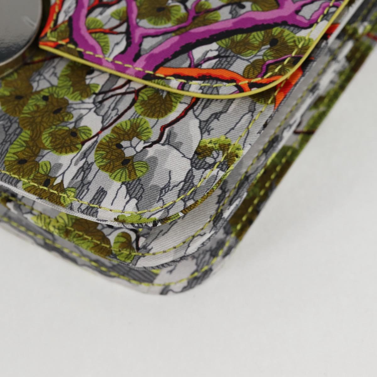 HERMES Shoulder Bag Satin Yellow Silver Auth 131787SM