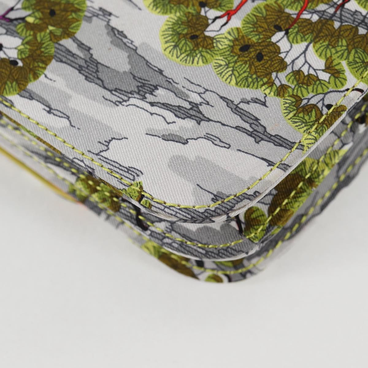 HERMES Shoulder Bag Satin Yellow Silver Auth 131787SM