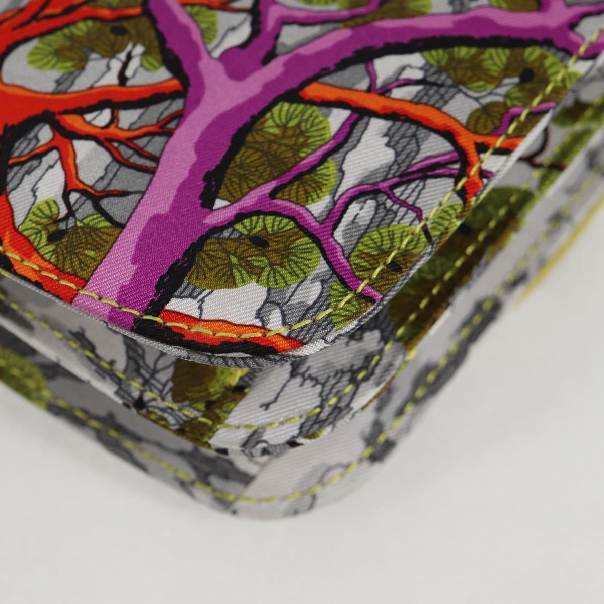 HERMES Shoulder Bag Satin Yellow Silver Auth 131787SM