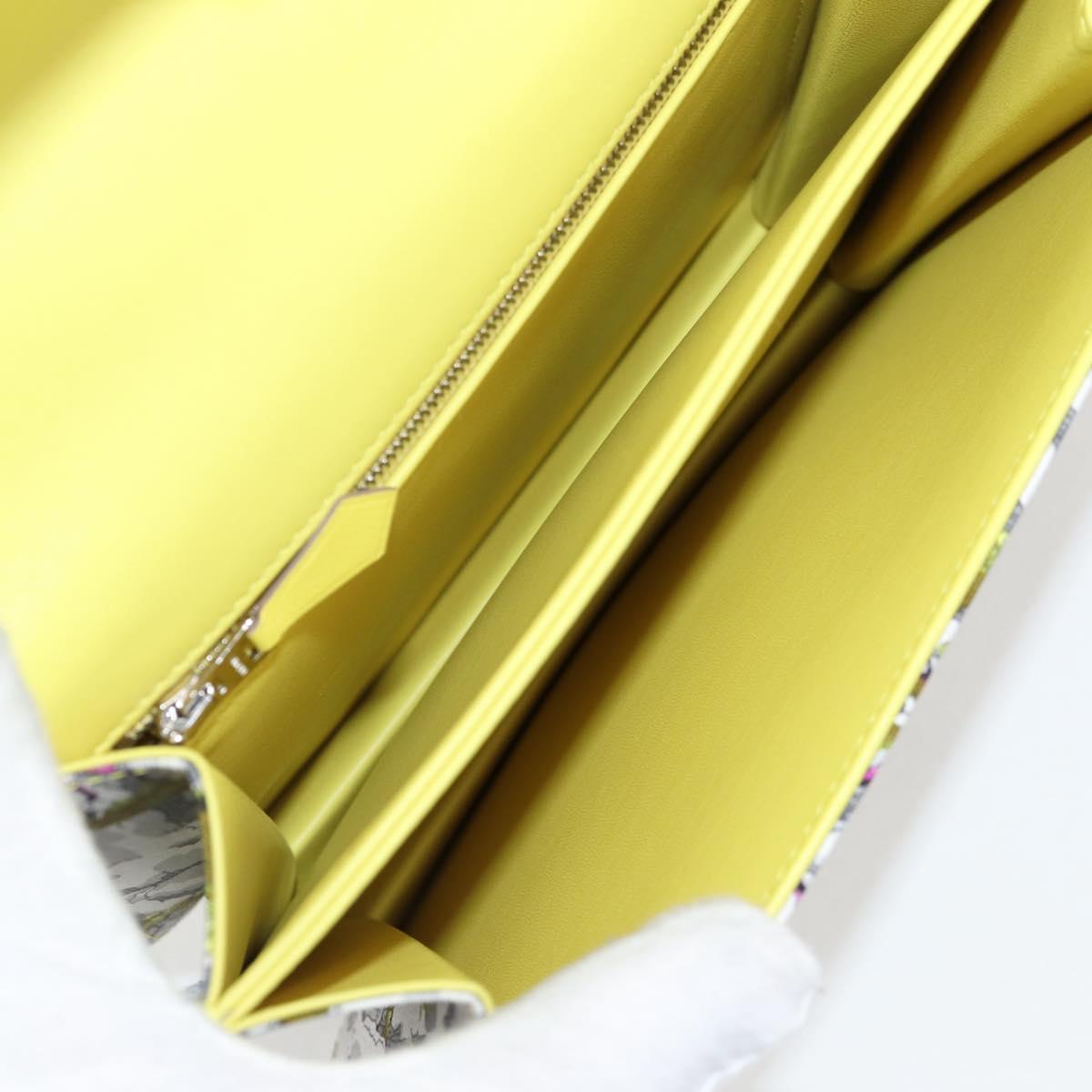 HERMES Shoulder Bag Satin Yellow Silver Auth 131787SM