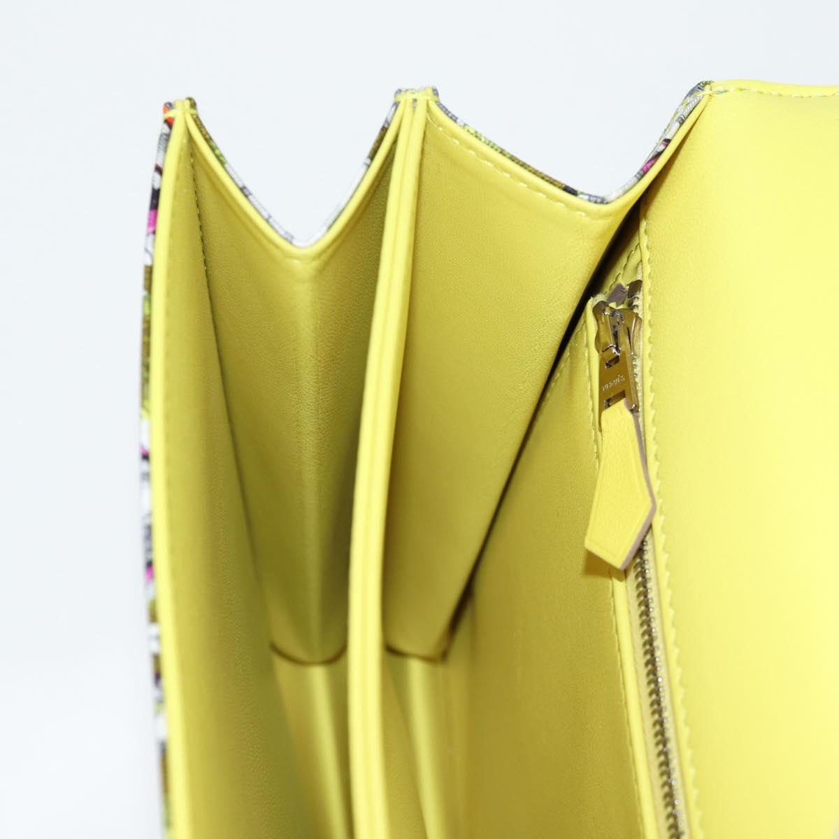 HERMES Shoulder Bag Satin Yellow Silver Auth 131787SM