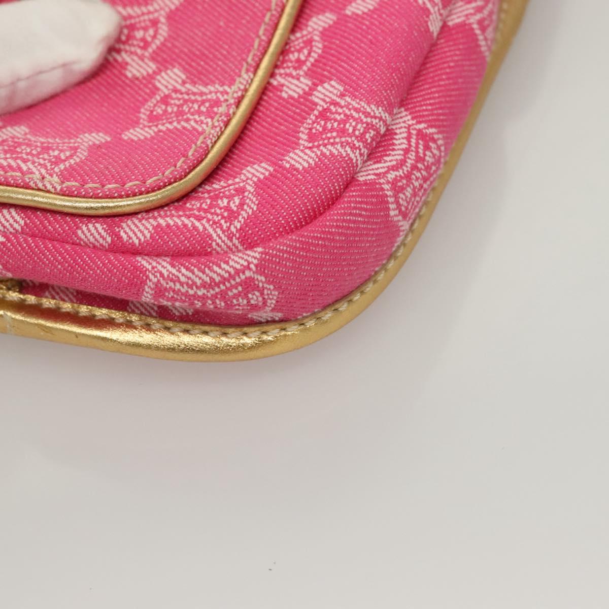 CELINE Paris Macadam Canvas Body Bag Denim Pink Gold Auth 131795