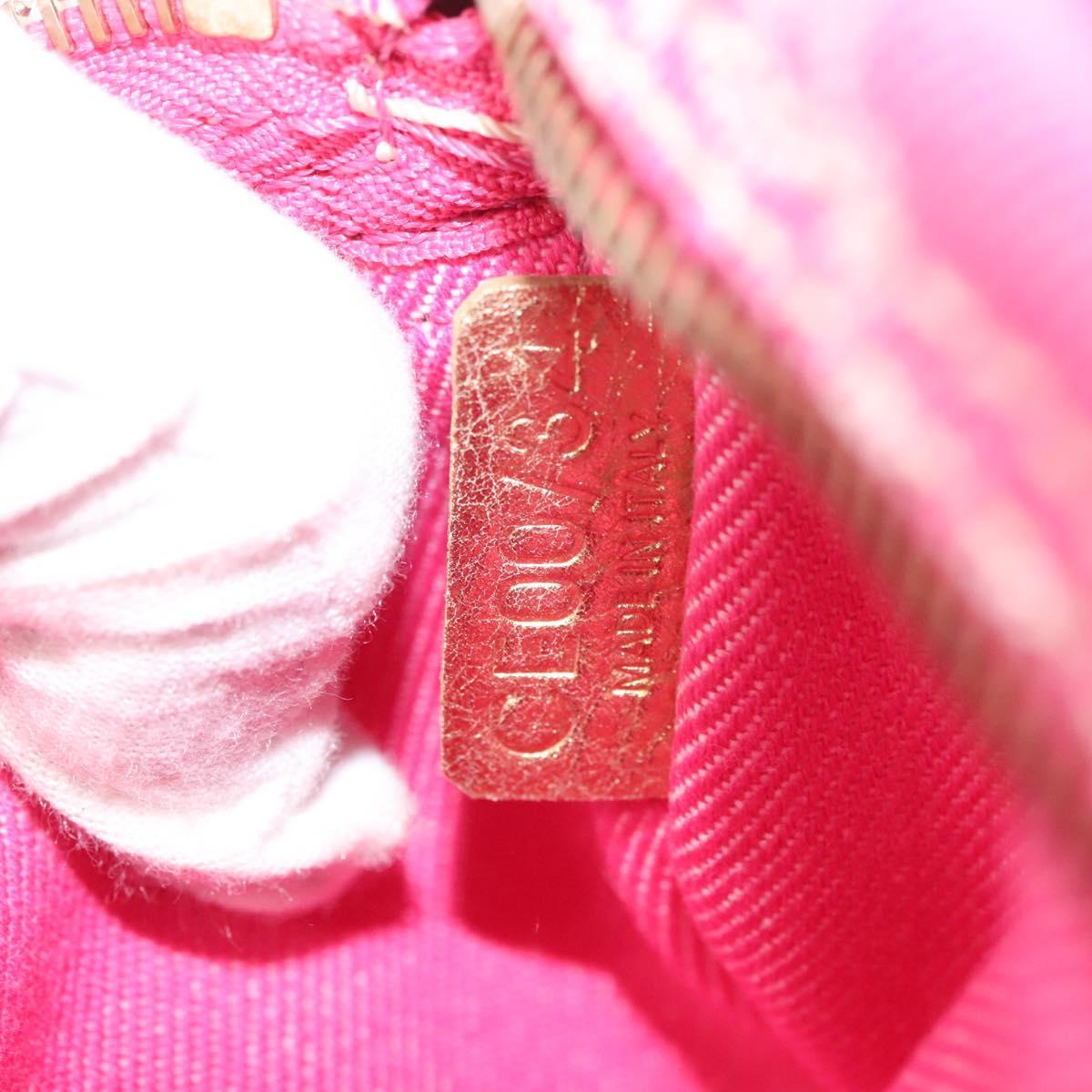 CELINE Paris Macadam Canvas Body Bag Denim Pink Gold Auth 131795