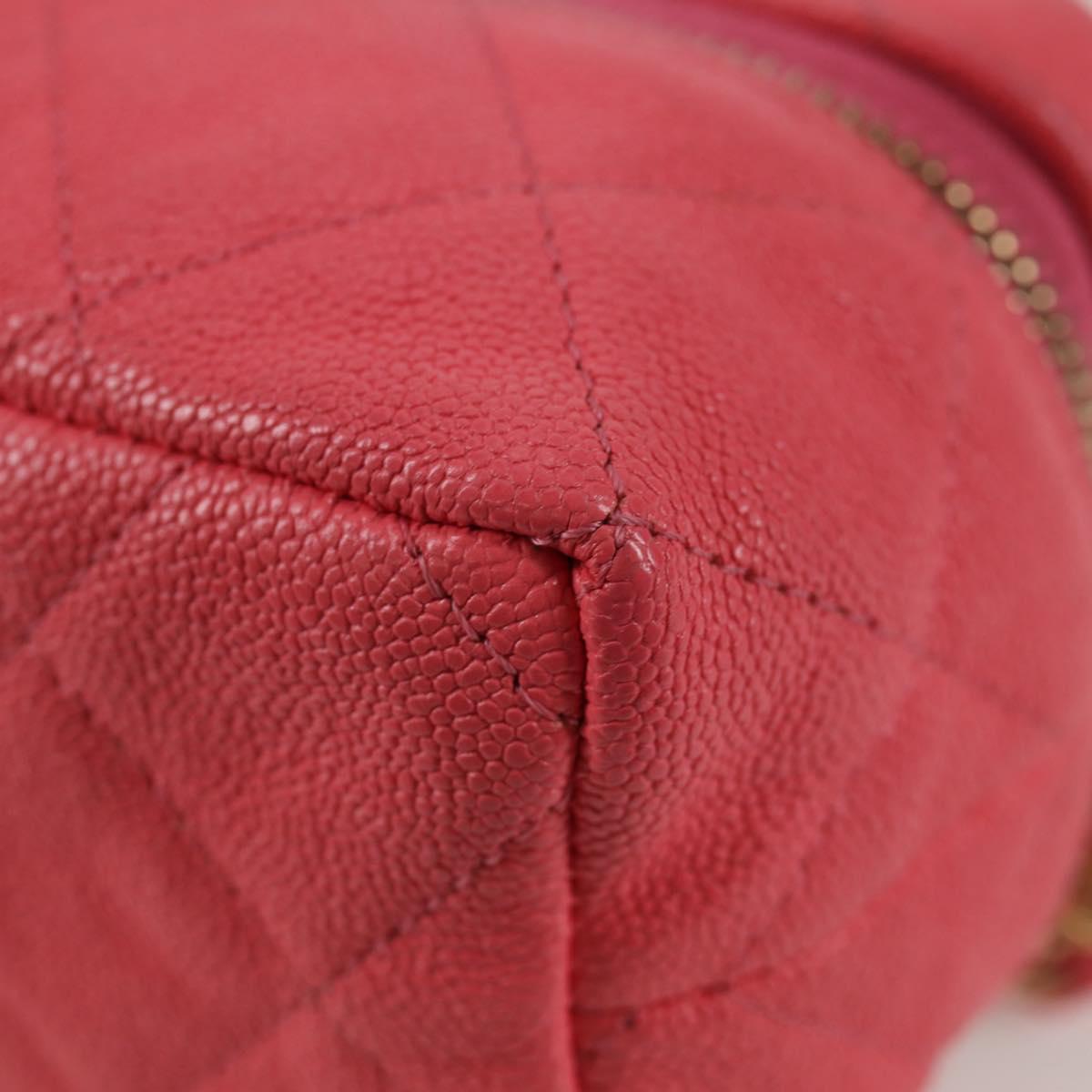 CHANEL Matelasse Chain Shoulder Bag Caviar Skin 2way Pink Gold CC Auth 131801M