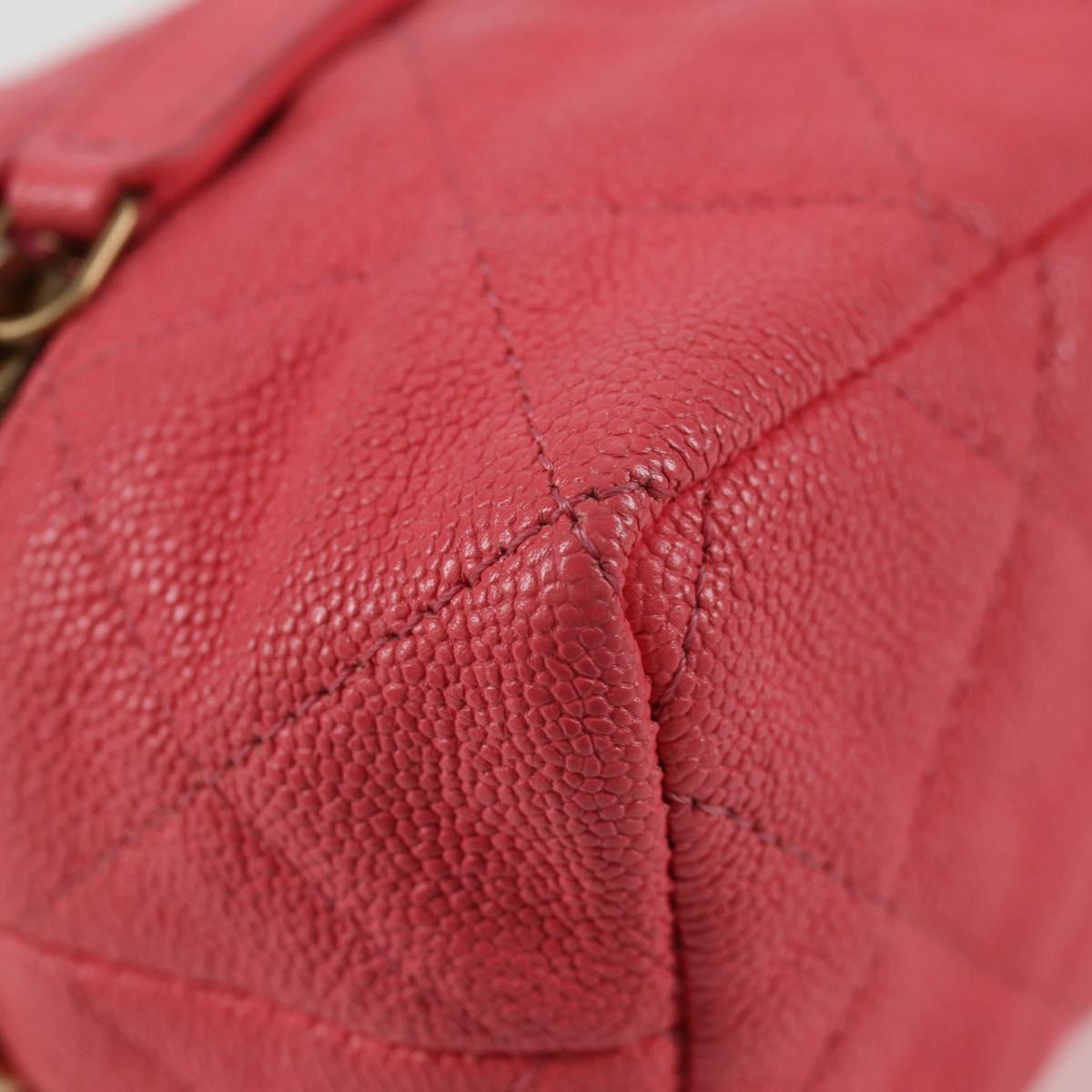 CHANEL Matelasse Chain Shoulder Bag Caviar Skin 2way Pink Gold CC Auth 131801M