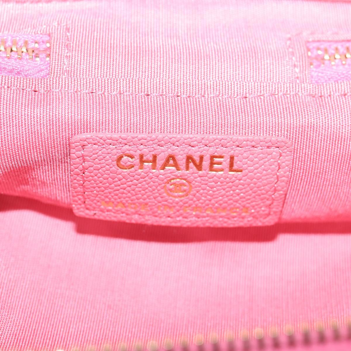 CHANEL Matelasse Chain Shoulder Bag Caviar Skin 2way Pink Gold CC Auth 131801M