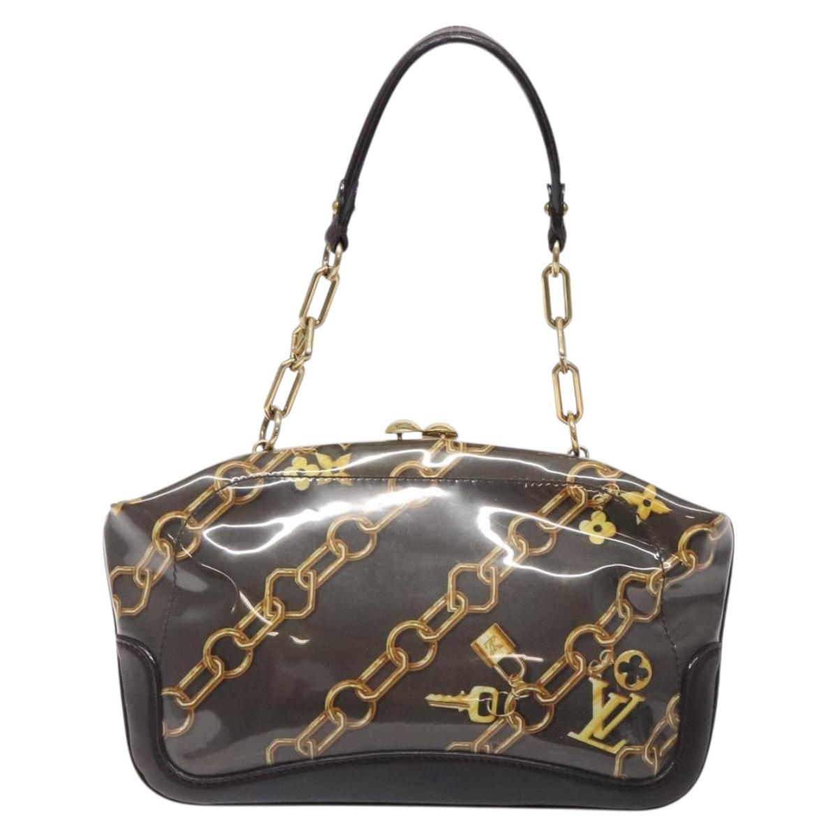 LOUIS VUITTON Monogram Charm Sac Fermoir Bag Dark Brown M95155 LV Auth 131805