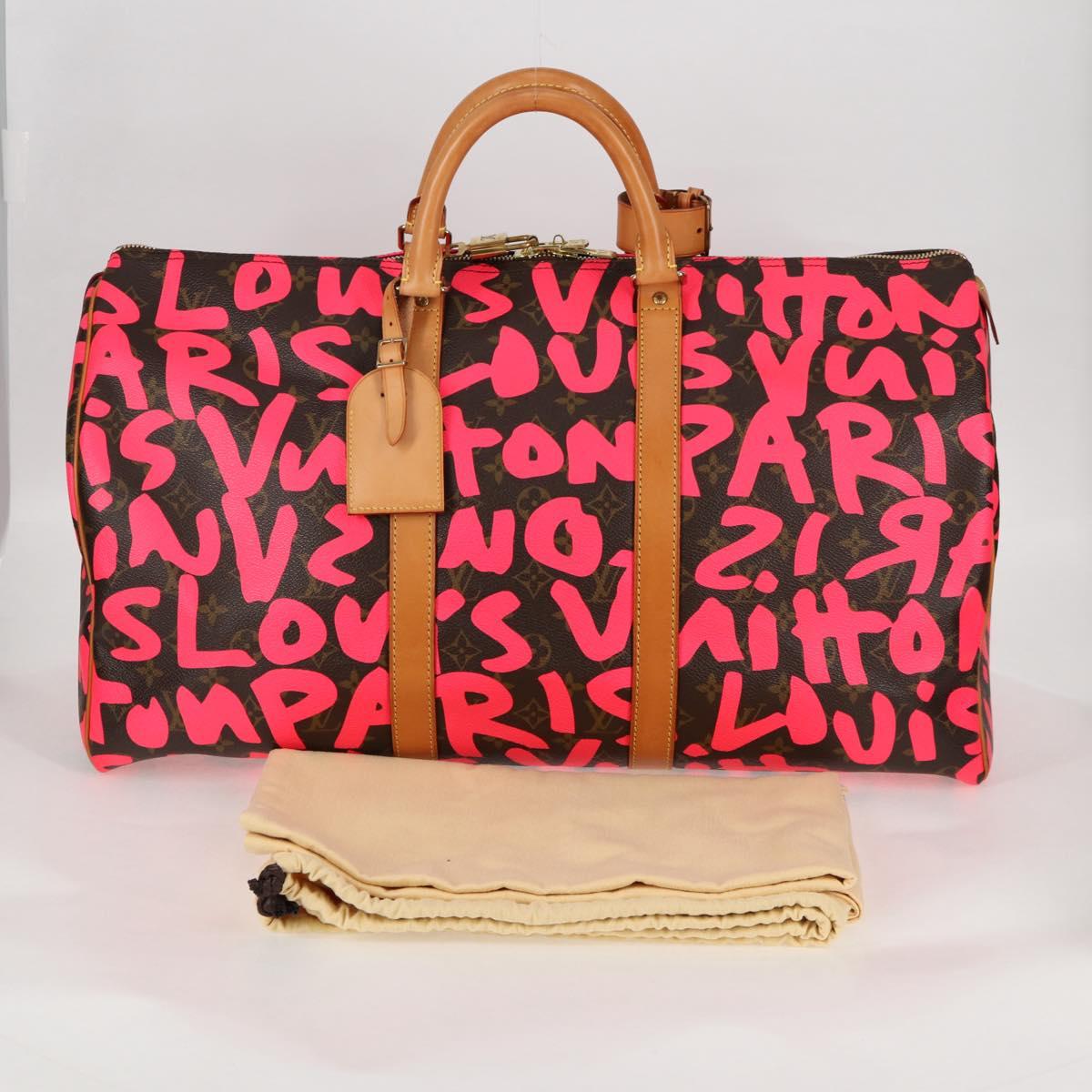 LOUIS VUITTON Monogram graffiti Keepall 50 Boston Bag Gold M93698 Auth 131813SV