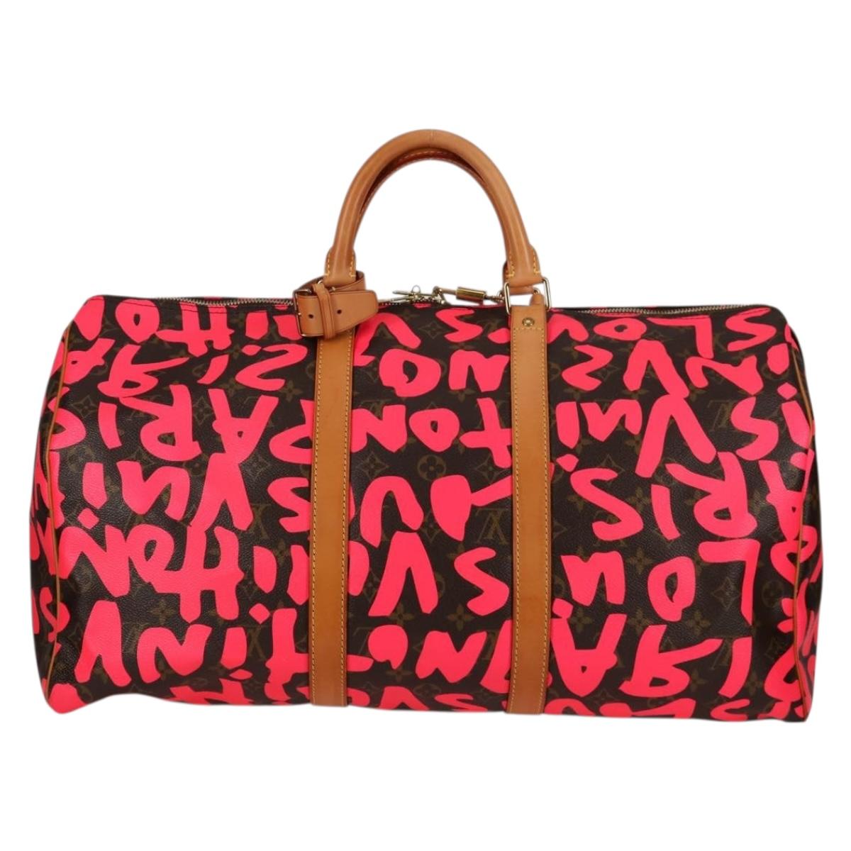 LOUIS VUITTON Monogram graffiti Keepall 50 Boston Bag Gold M93698 Auth 131813SV