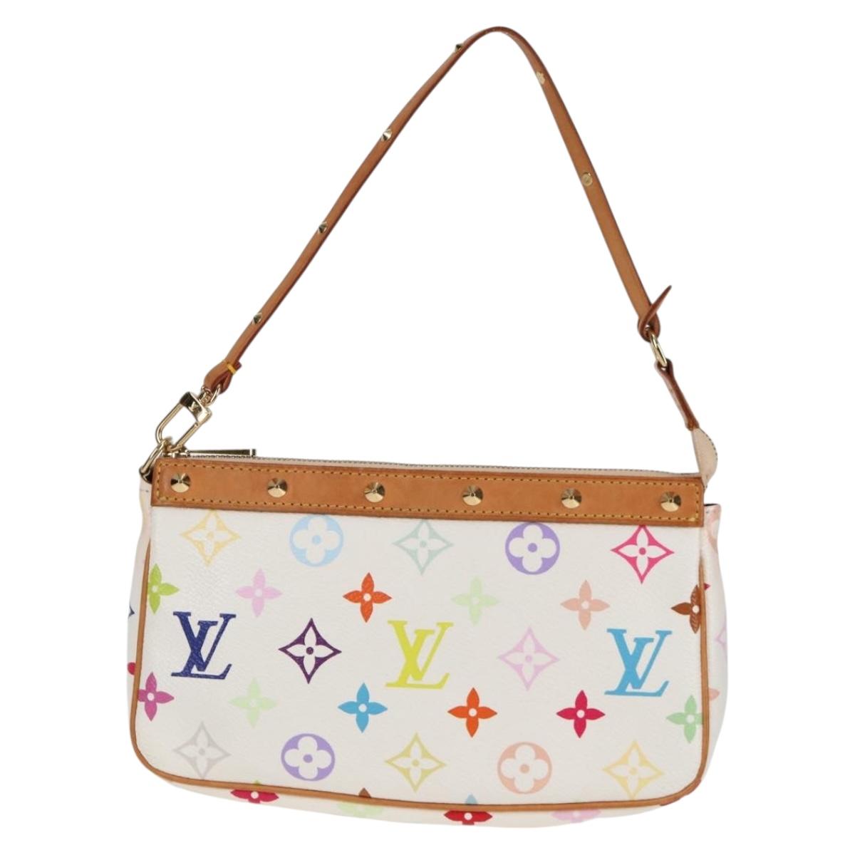 LOUIS VUITTON Multicolor Pochette Accessoires Pouch White M92649 LV Auth 131819V
