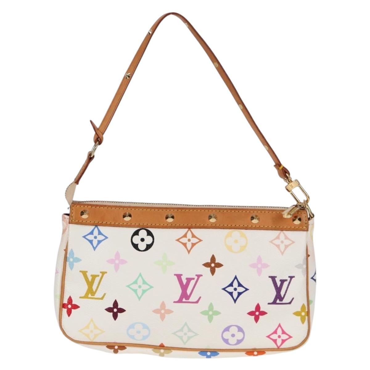 LOUIS VUITTON Multicolor Pochette Accessoires Pouch White M92649 LV Auth 131819V